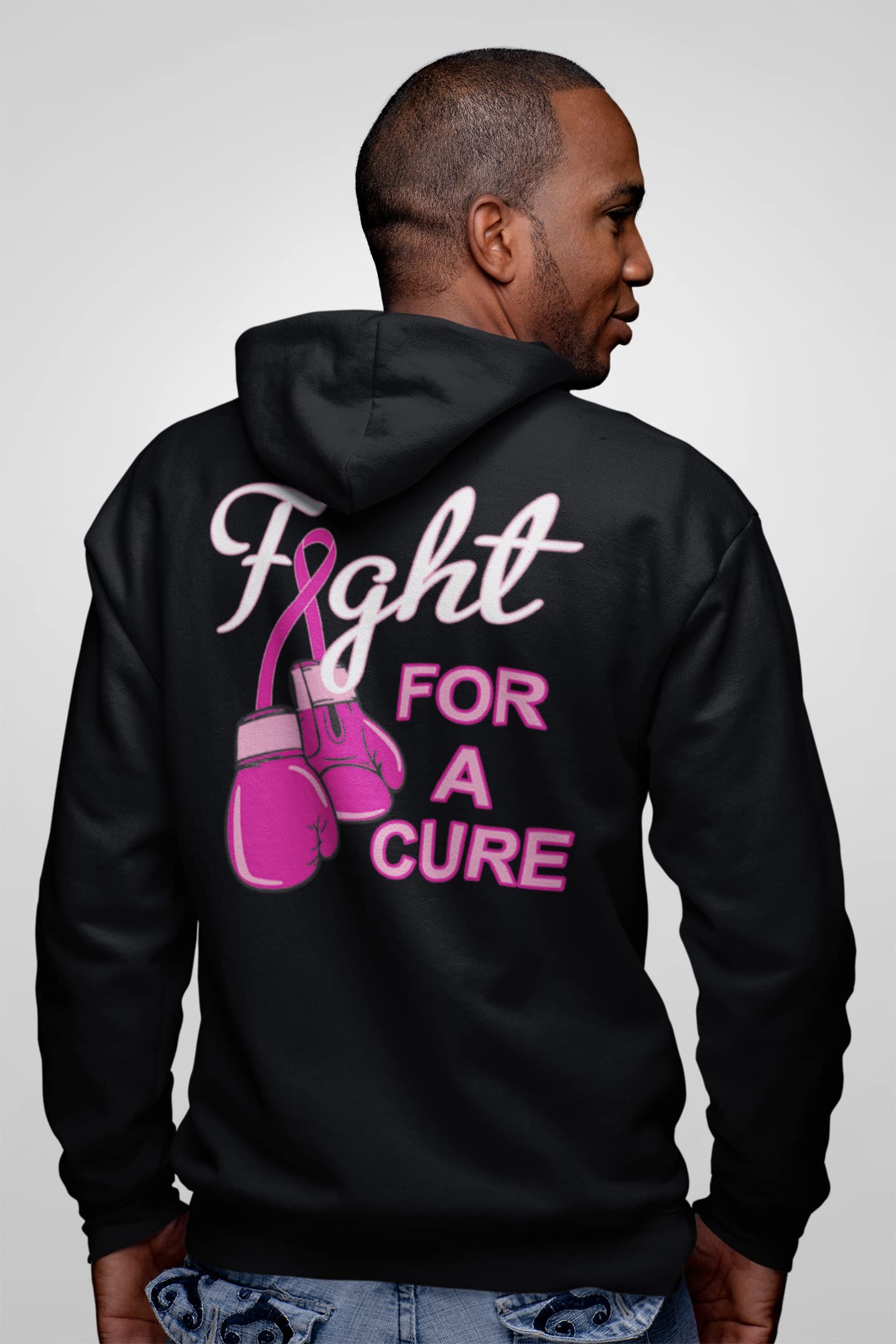 Wild Bobby Breast Cancer Awareness Pink Ribbon Sunflower Zip Up Hoodie - Faith-Inspired Front & Back Design - Comfortable Sweatshirt for Support, Fundraising & Everyday Wear