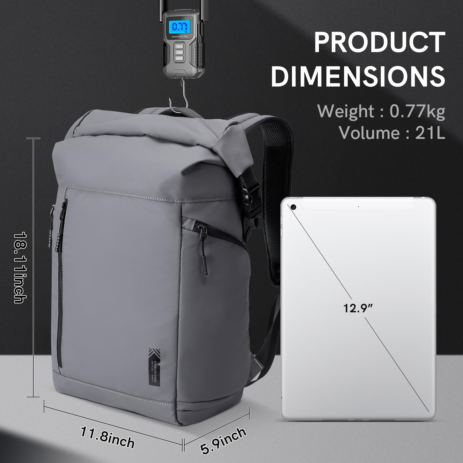 Kingsons Anti-Theft Travel Laptop Backpack - Lightweight Waterproof Business Backpack for Men & Women, Fits 15.6 Inch Laptop & Notebook - Perfect for Commuting, Business Trips & College Use
