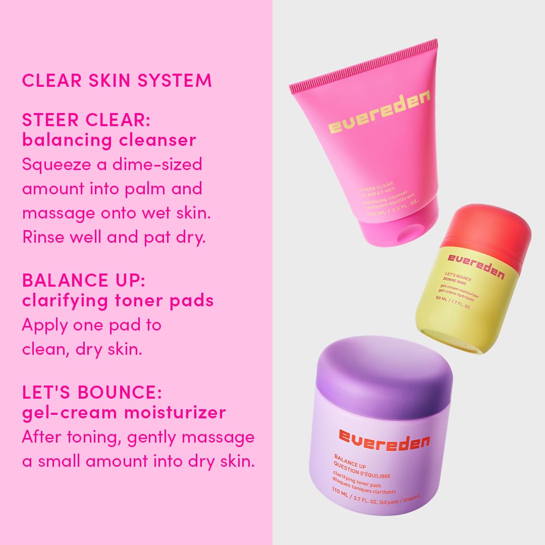 Evereden Preppy Teen Skincare Collection & Lip Gloss Set - Triple Green Tea Cleanser, Gel-Cream Moisturizer, Toner Pads & Non-Toxic Tinted Lip Gloss (Ruby Red) | Acne-Prone Skin Care Routine for Teens | Perfect for School, Sleepovers & Daily Use