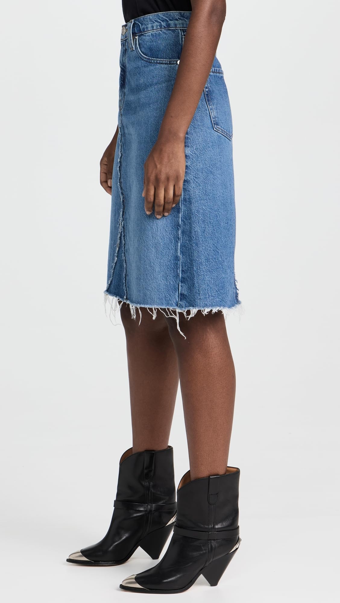 FRAME Women's Deconstructed High Waist Midi Skirt - Stylish & Comfortable for Work, Date Night & Casual Outings