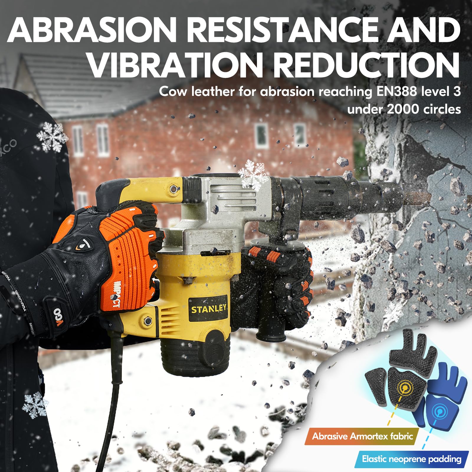 Vgo Coldproof Winter Work Gloves -20℃/-4°F, Anti-Vibration Impact Resistant Leather Gloves, Water Resistant for Outdoor Work & Construction (CA7722FW) - Ideal for Snow Removal, Heavy Duty Jobs & Cold Weather Protection