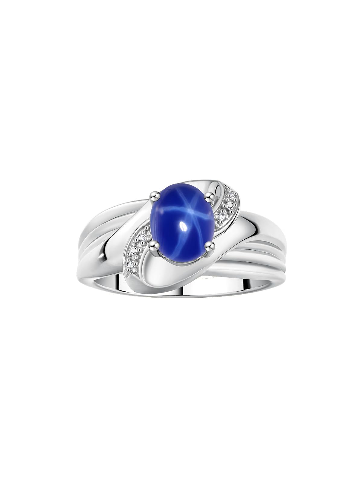 Rylos Sterling Silver Oval Gemstone & Diamond Ring for Women - 9x7mm Elegant Classic Jewelry - Size 5-10 - Perfect for Weddings, Anniversaries & Special Occasions