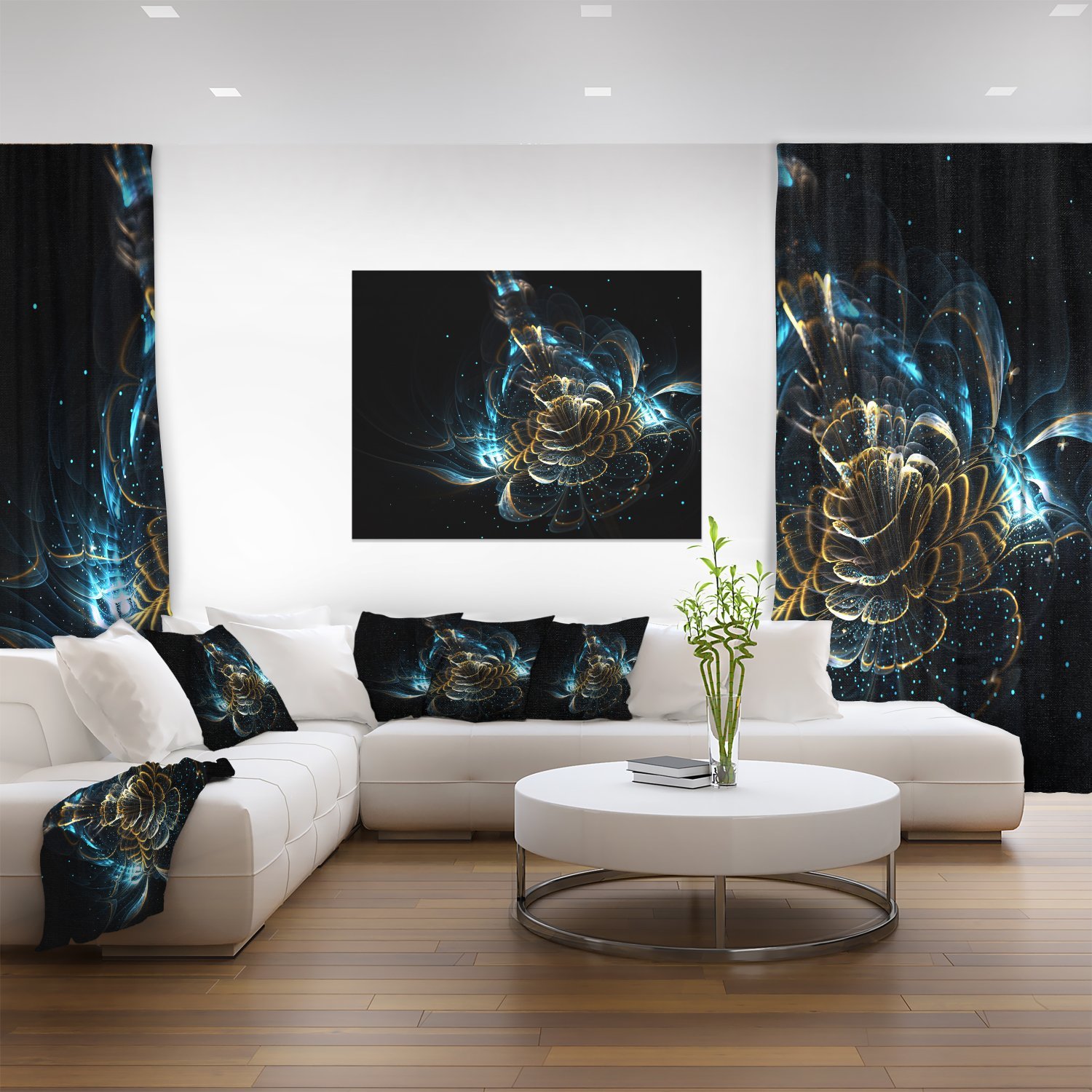 Vibrant Green & Yellow Fractal Floral Art Canvas Print - Modern Home Decor for Living Room, Bedroom & Office