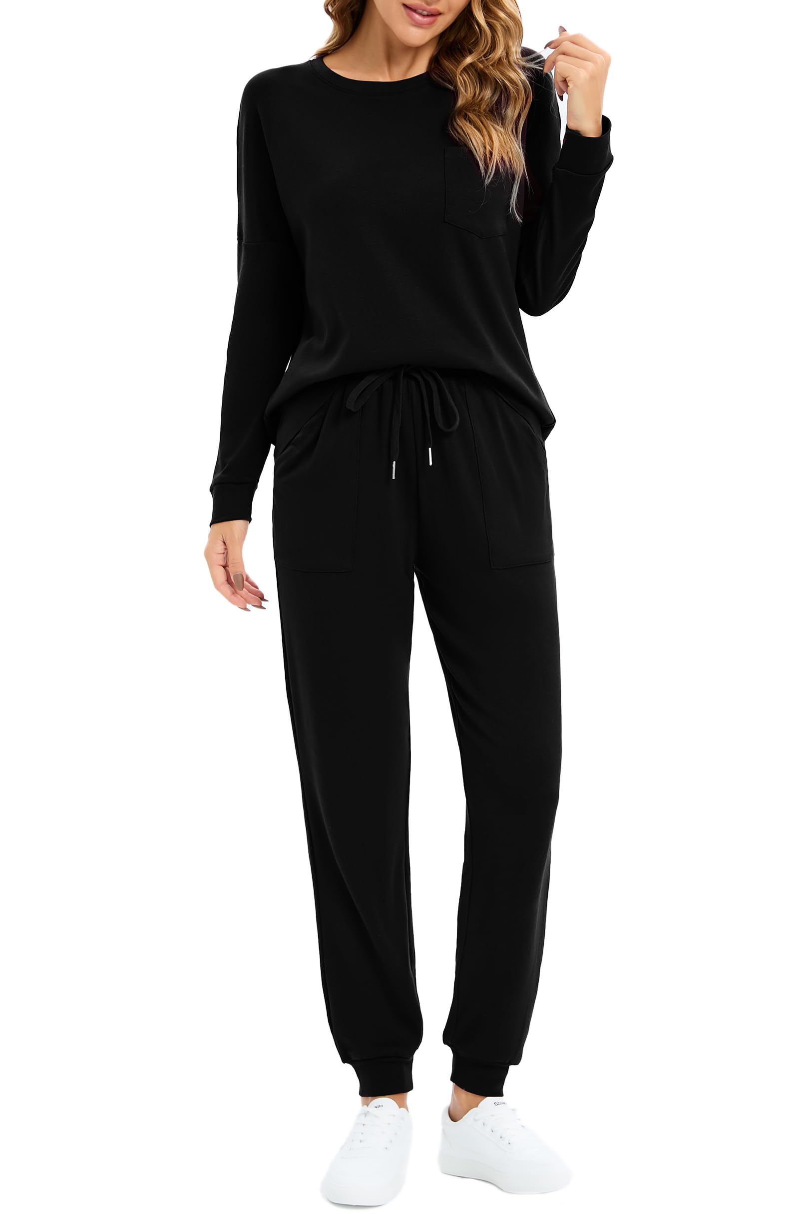 Jhsnrnr Women's Long Sleeve Pajama Set - 2 Piece Soft Sleepwear & Lounge Outfit for Nighttime Comfort | Cozy Homewear for Relaxing Evenings & Bedtime