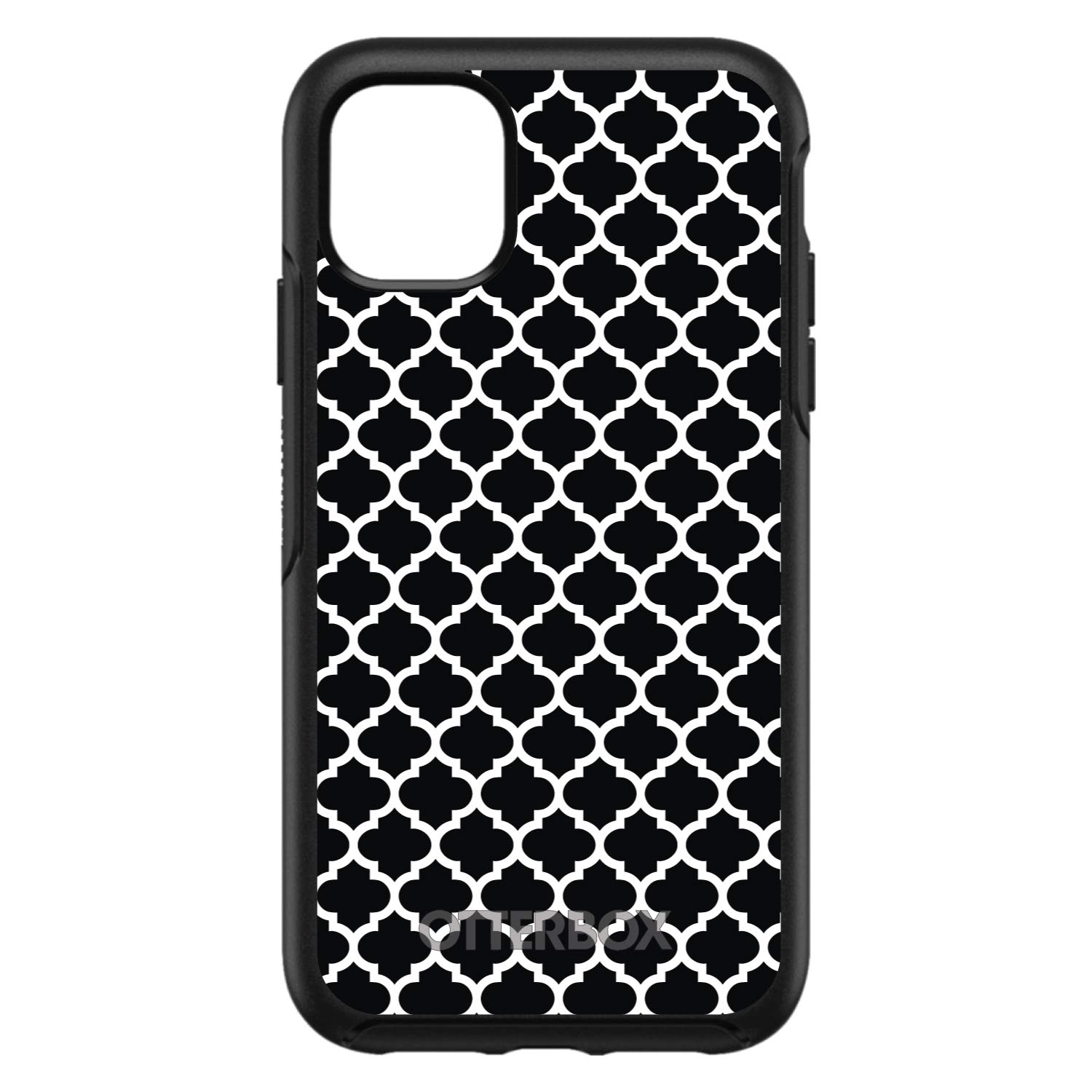 DistinctInk iPhone 12 Pro MAX Case (6.7 Inch) - Slim Protective Phone Cover with Moroccan Lattice Design - Black & White Style - Durable Replacement for OtterBox Symmetry - Perfect for Everyday Use, Travel & Work Protection