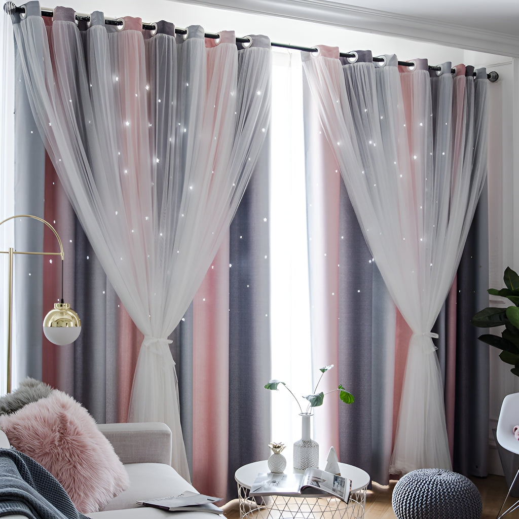 Emely Two-Tone Ombre Blackout Curtains for Bedroom & Living Room - Custom Size, Light Blocking, Noise Reducing Window Drapes for Home Decor