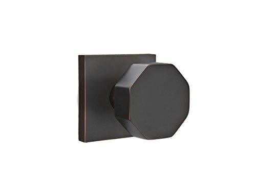 EMTEK Square Rosette Passage Set with Matching Octagon Knob - 6 Finish Options (5110OCTUS10B) - Oil Rubbed Bronze - Perfect for Bedroom, Bathroom & Interior Doors