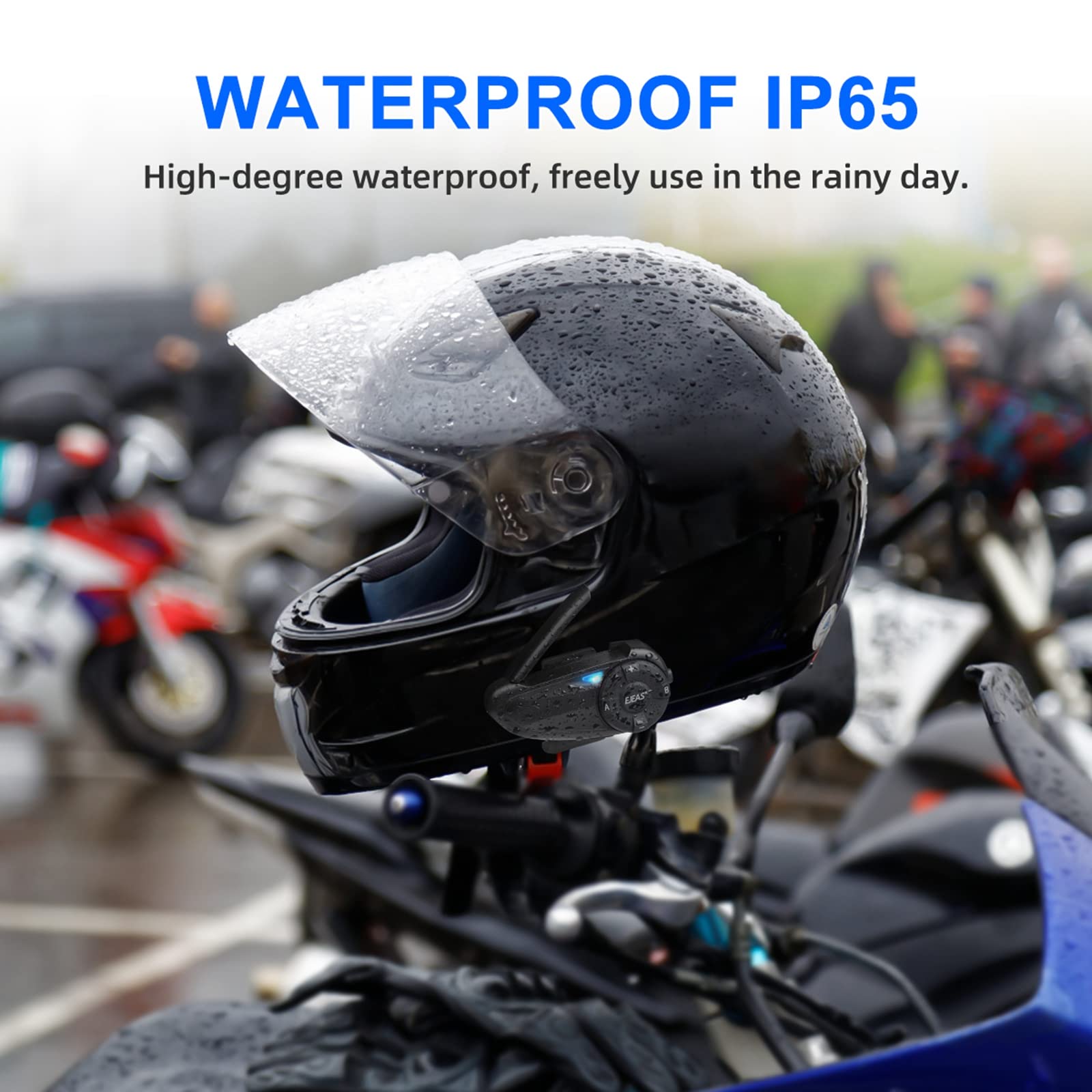 EJEAS Q7 Motorcycle Helmet Bluetooth Intercom - Wireless Bluetooth 5.1 Headset with CVC Noise Cancellation & FM Radio - Connects 7 Riders for Snowmobile, ATV, Dirt Bike Riding (2 Pack) - Perfect for Group Rides, Adventure Tours & Off-Road Excursions