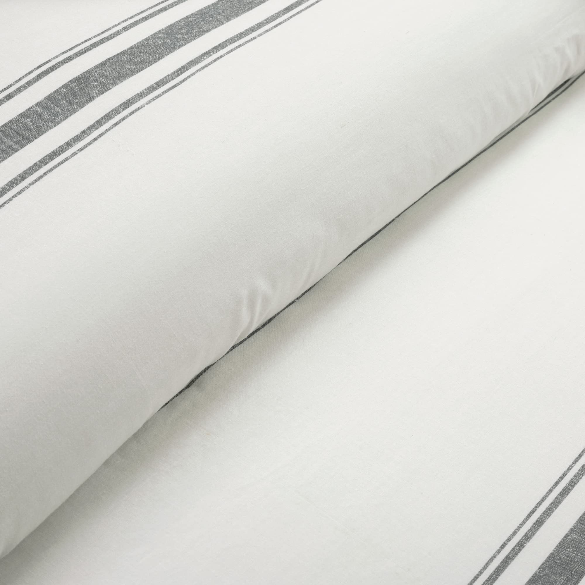 Lush Decor Reversible Cotton Duvet Cover Set - 3 Piece King Size Farmhouse Bedding in Dark Gray | Striped Rustic Decor for Modern Farmhouse & Cozy Bedroom | Perfect for Guest Rooms, Master Bedrooms & Vacation Homes