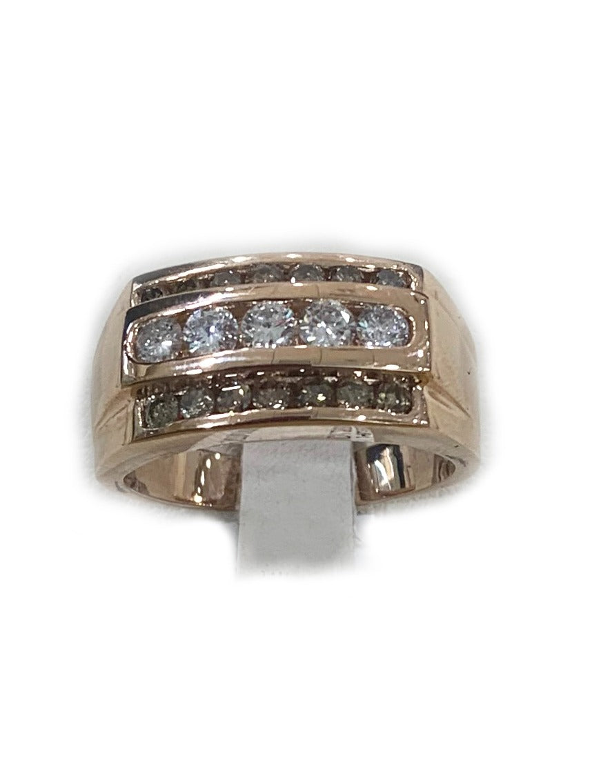 14K Rose Gold Men's Brown Diamond Ring - Elegant Wedding Band, Anniversary Gift for Him, Perfect for Engagements & Special Occasions