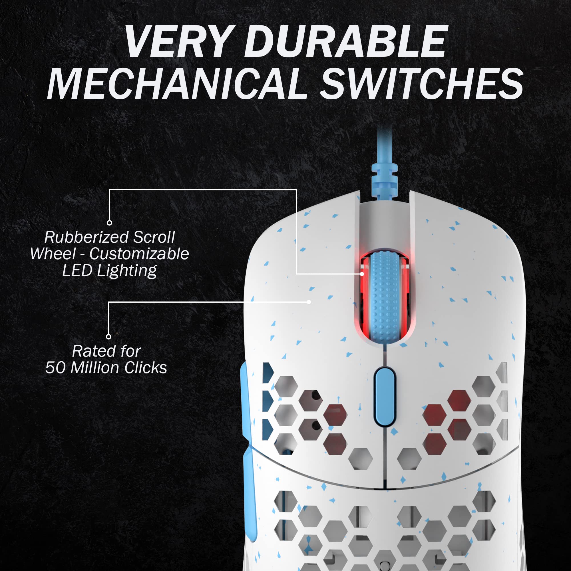 Ultra Lightweight RGB Gaming Mouse - Wired Ergonomic Optical Mouse for PC, Mac, Laptop - Perfect for FPS, MOBA, MMO Gaming & Office Work