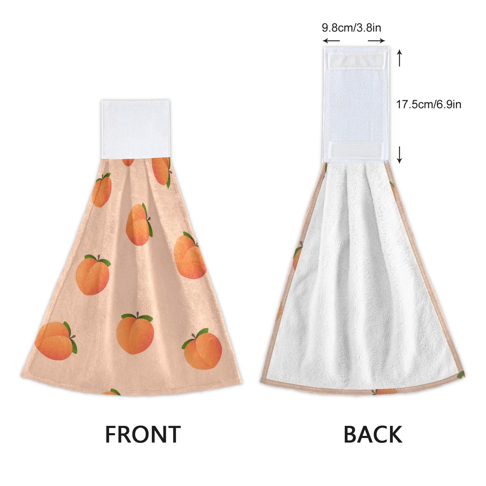 ALAZA 2-Pack Premium Absorbent Kitchen Towels - Peach Fruit Design Hanging & Hand Towels for Cooking, Cleaning & Drying Dishes