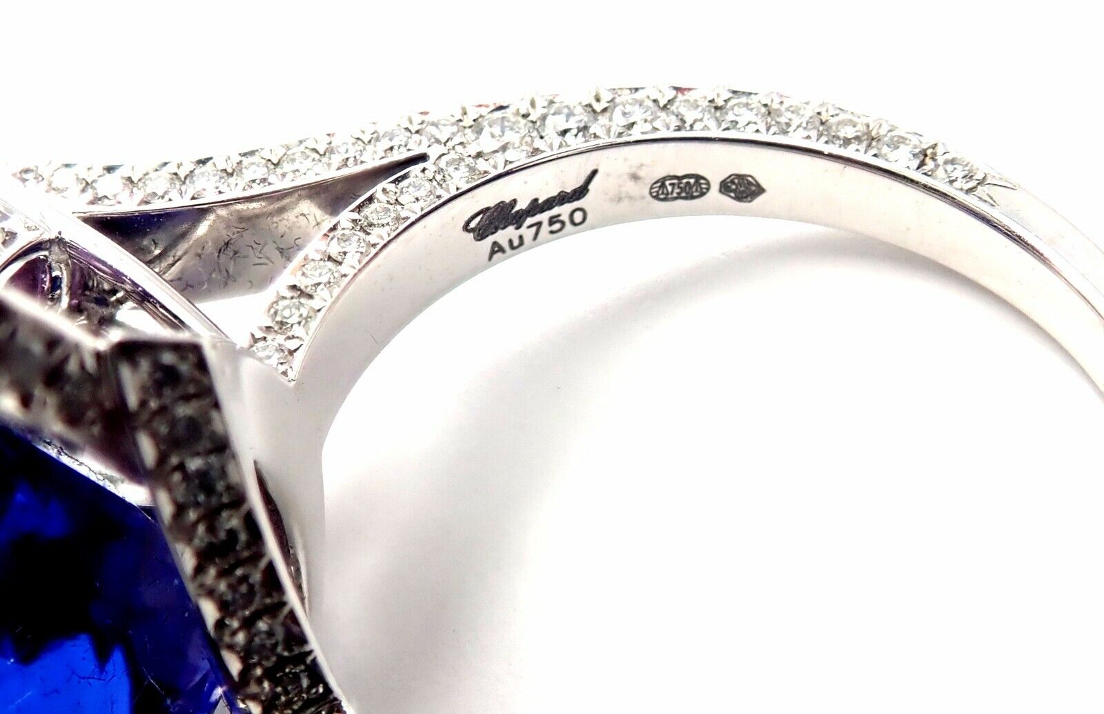 Luxury Chopard 18K Gold Diamond Tanzanite Amethyst Ring with Certificate Box - Perfect for Engagement, Anniversary & Special Occasion Gifts