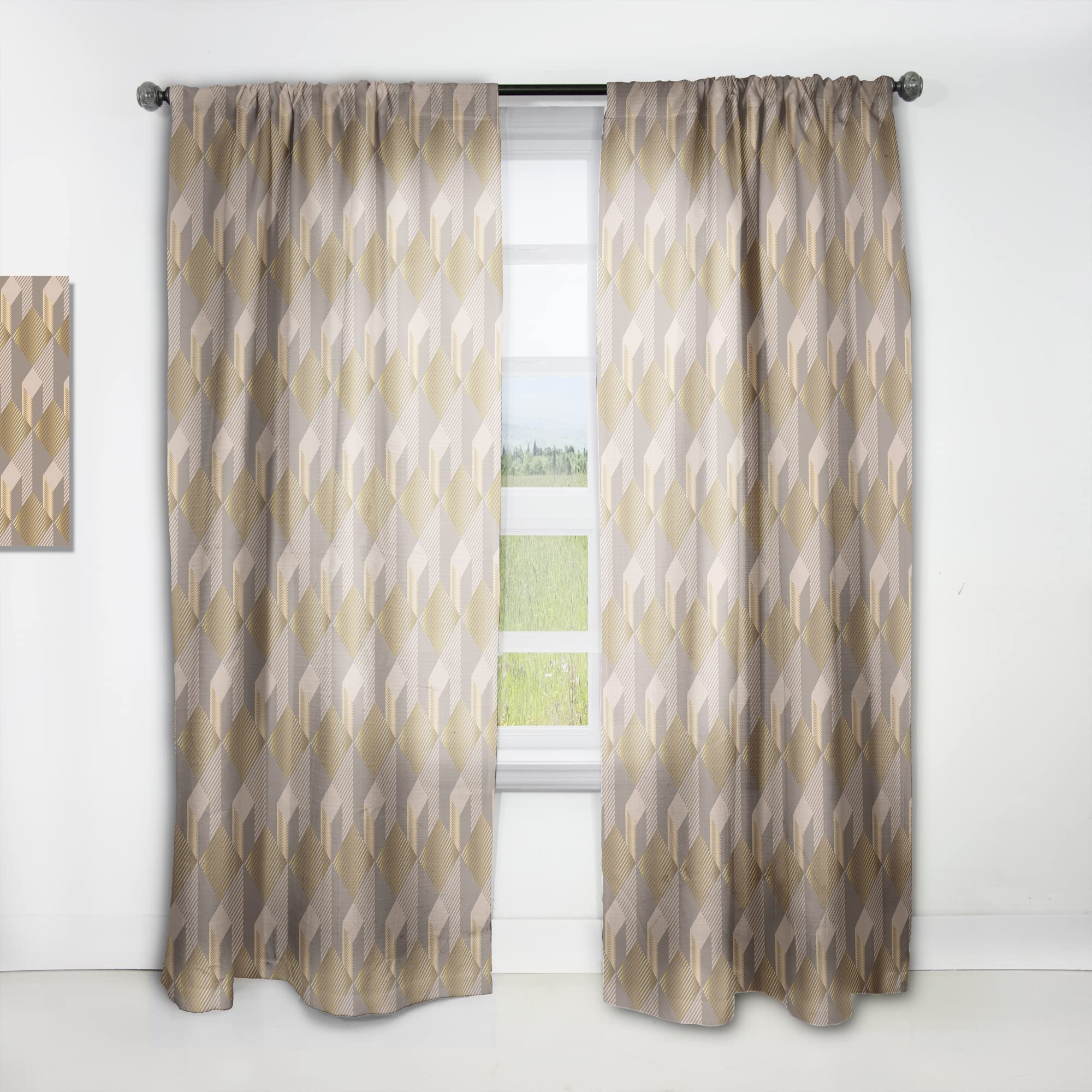 Retro Square Design V Thermal Insulated Curtains - Single Panel 52x108 Inches - Blackout Drapes for Bedroom & Living Room - Perfect for Home Decor and Light Control