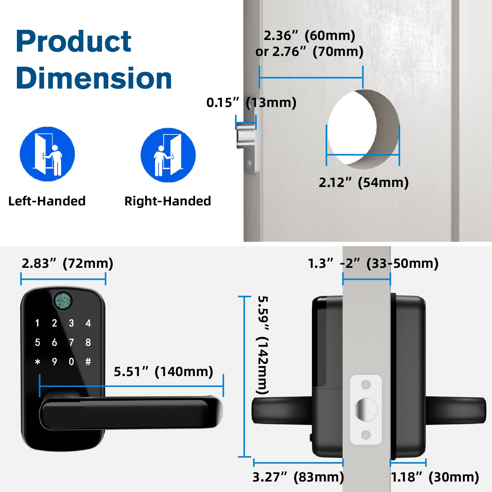 Olumat Smart Keyless Entry Door Lock with Fingerprint & Keypad - WiFi App Controlled Digital Deadbolt for Front Doors - Secure Smart Lock for Homes, Offices, Garages & Rentals | Ideal for Hands-Free Access, Vacation Rentals & Smart Home Integration
