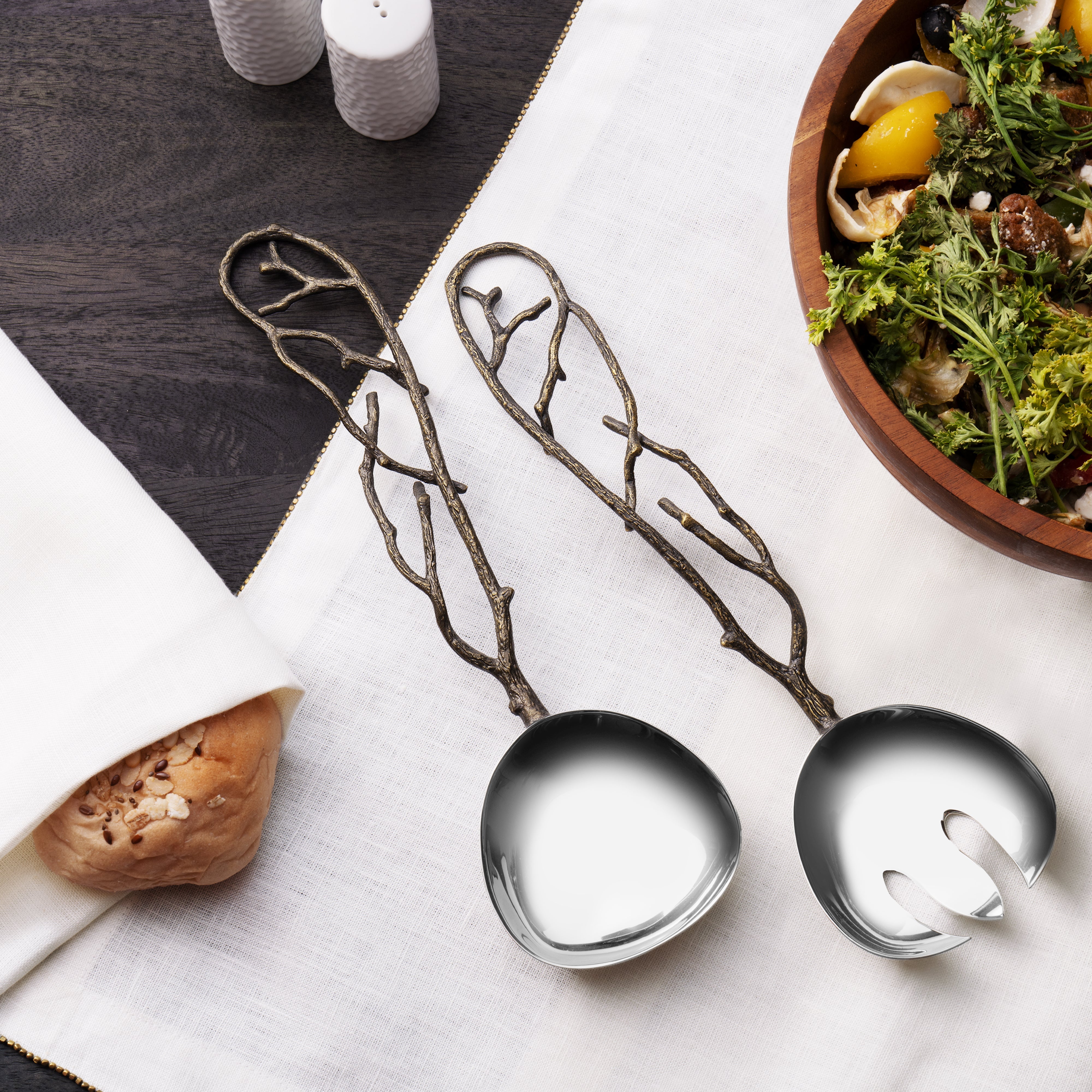 Eco-Friendly Twig Salad Serving Set - Natural Wooden Utensils for Healthy Eating | Perfect for Picnics, BBQs, and Dinner Parties