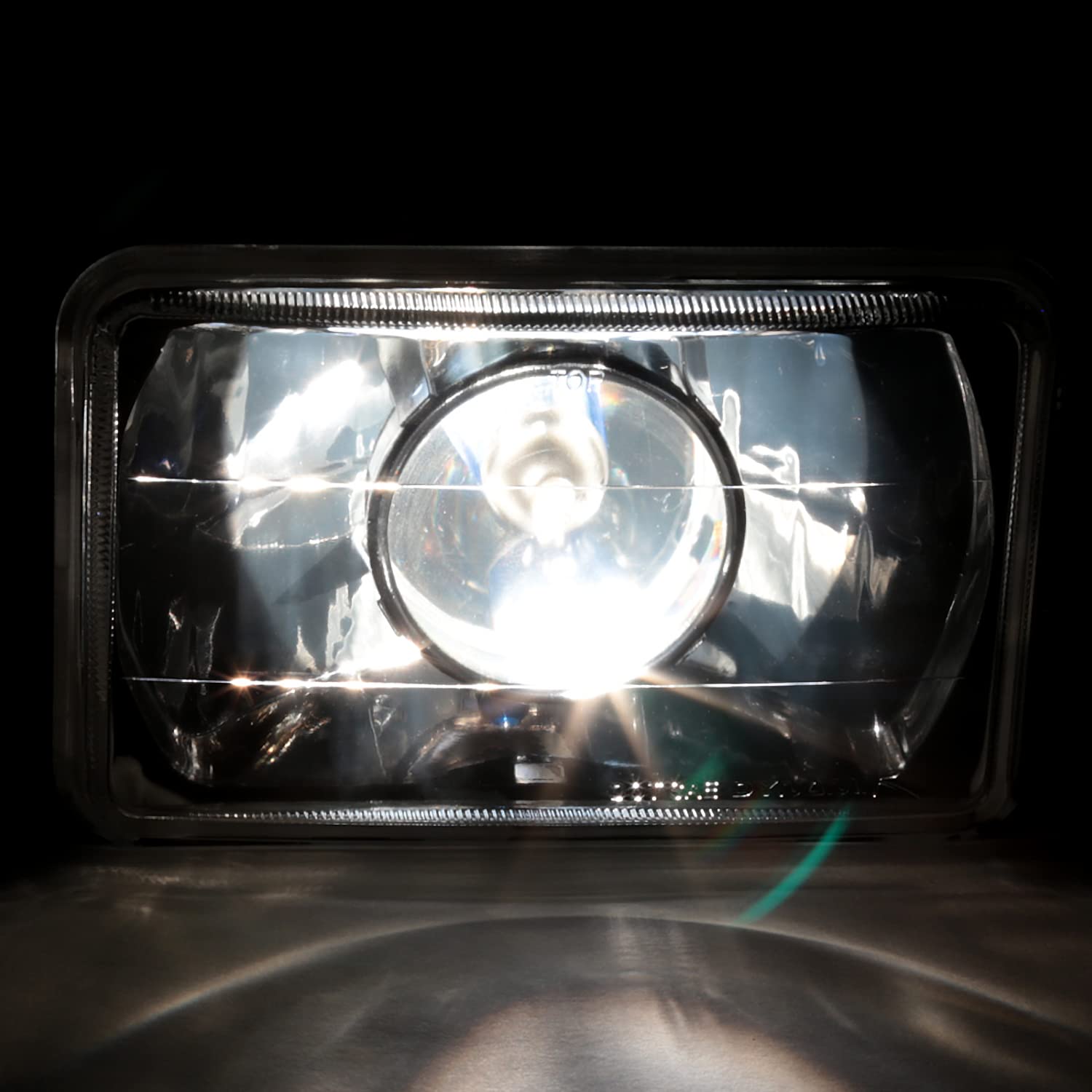 Spec-D Tuning 4Pc Black 4x6 Square Diamond Cut Projector Headlights with H4 Bulbs Conversion Kit - Left & Right Pair Headlamp Assembly for Improved Night Visibility & Style Upgrade | Perfect for Jeep Wrangler, Ford Bronco & Off-Road Vehicles