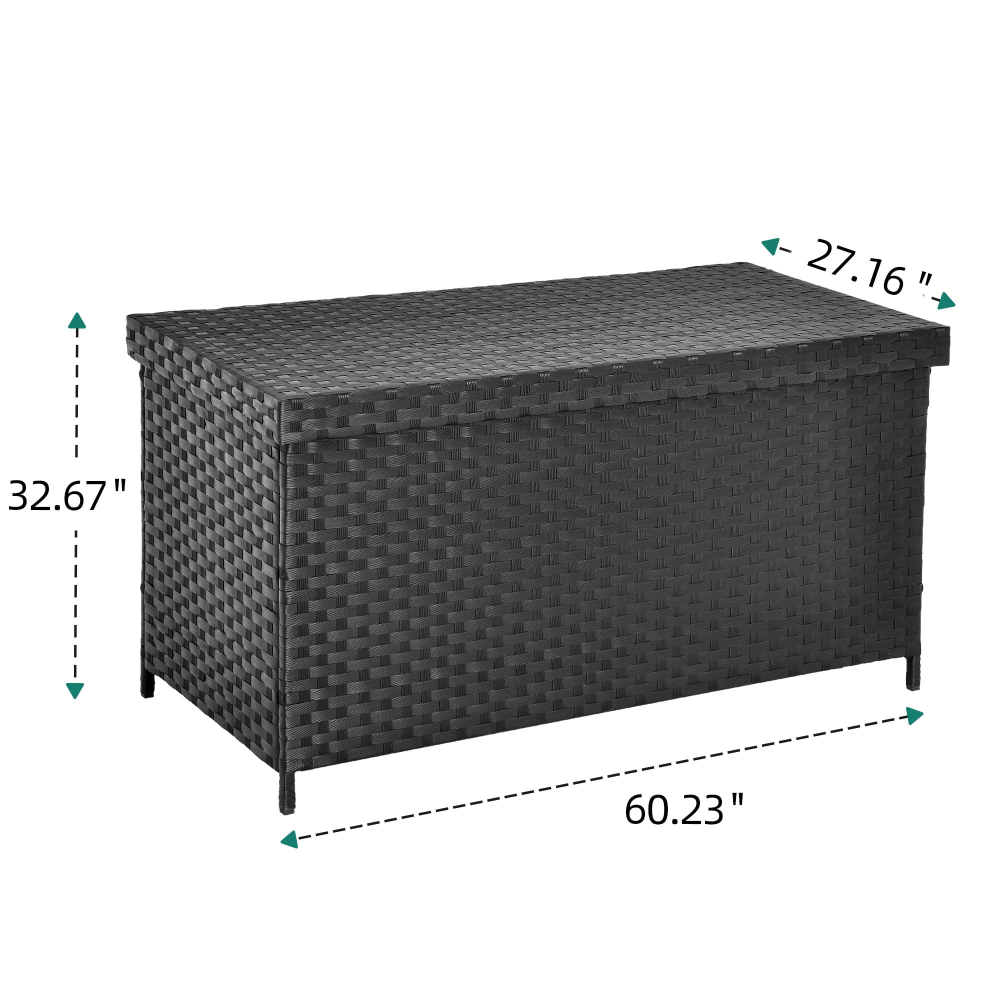 YITAHOME 170 Gallon Wicker Deck Box - Extra Large All-Weather Outdoor Storage Container for Patio Furniture, Pool Toys & Garden Tools - Rattan Storage Bin with Lid - Perfect for Backyard, Deck & Poolside Organization (Black)