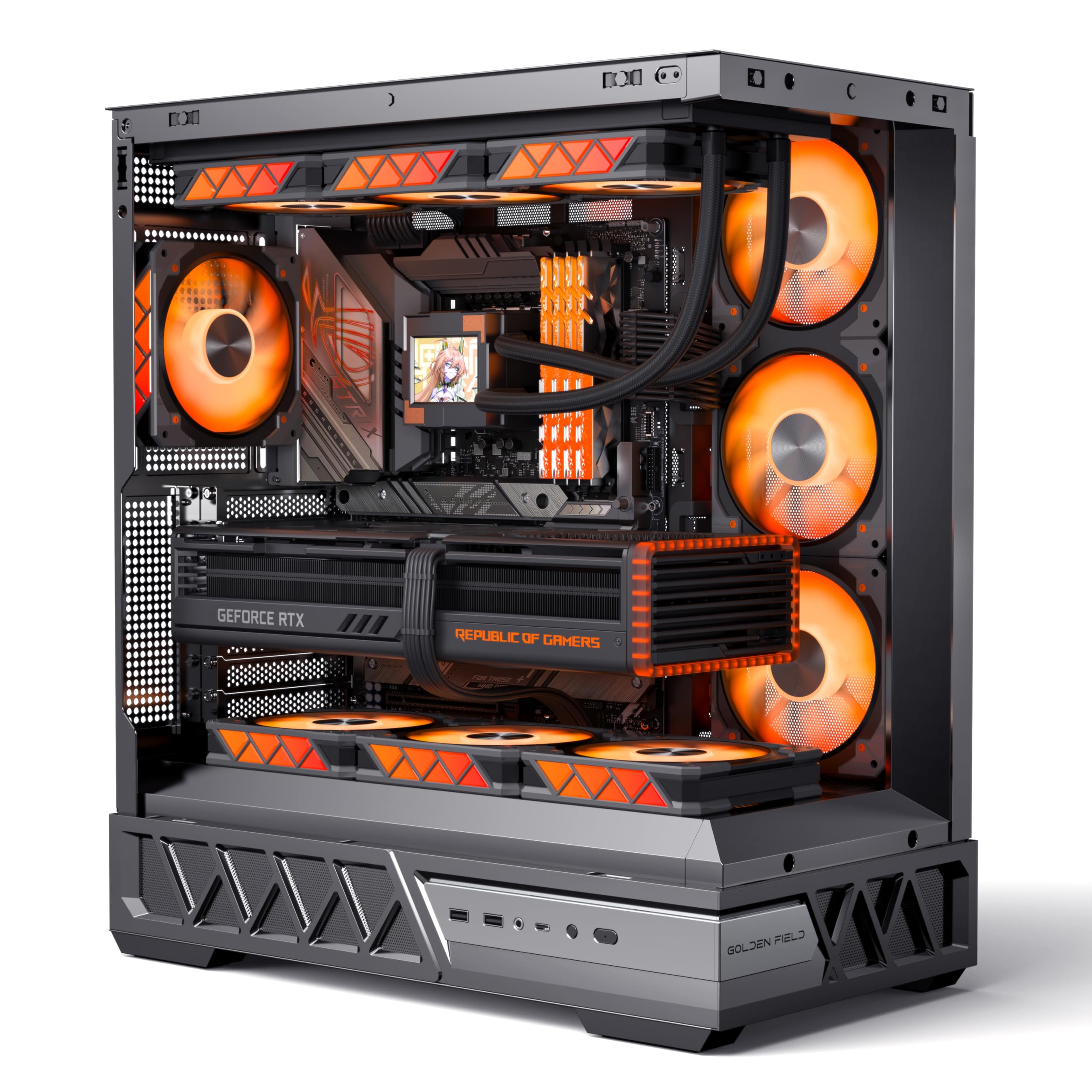 Gaming PC ATX Mid Tower Case - Compatible with Micro ATX/Mini ITX, Supports 360mm Water Cooling, Easy Installation & Cable Management, 270° Tempered Glass Design - Black | Perfect for High-Performance Gaming Rigs & Streaming Setups