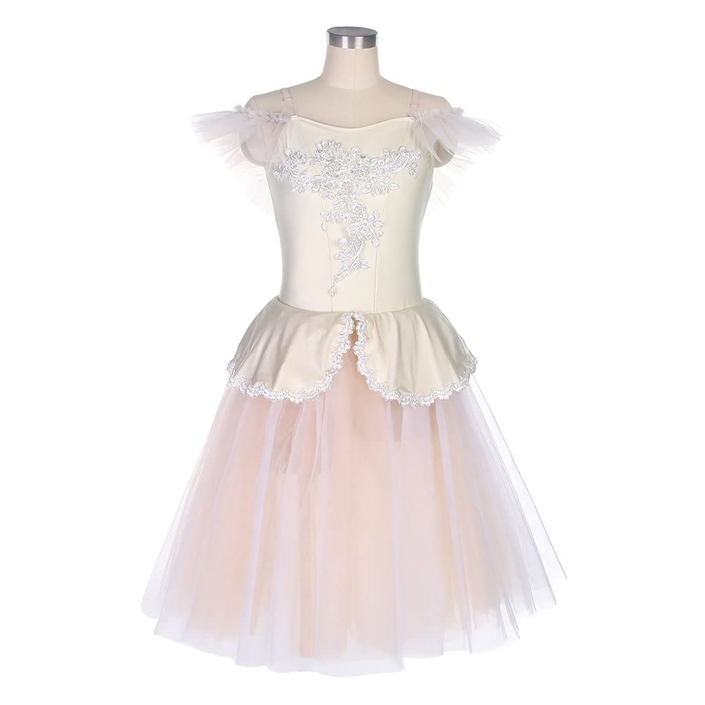 Ivory Ballet Dance Tutu Spandex Camisole Leotard with Romantic Skirt - Women's Ballet Costume for Performances & Recitals (Color: Ivory, Size: LA) | Perfect for Ballet Classes, Dance Competitions & Theatrical Performances