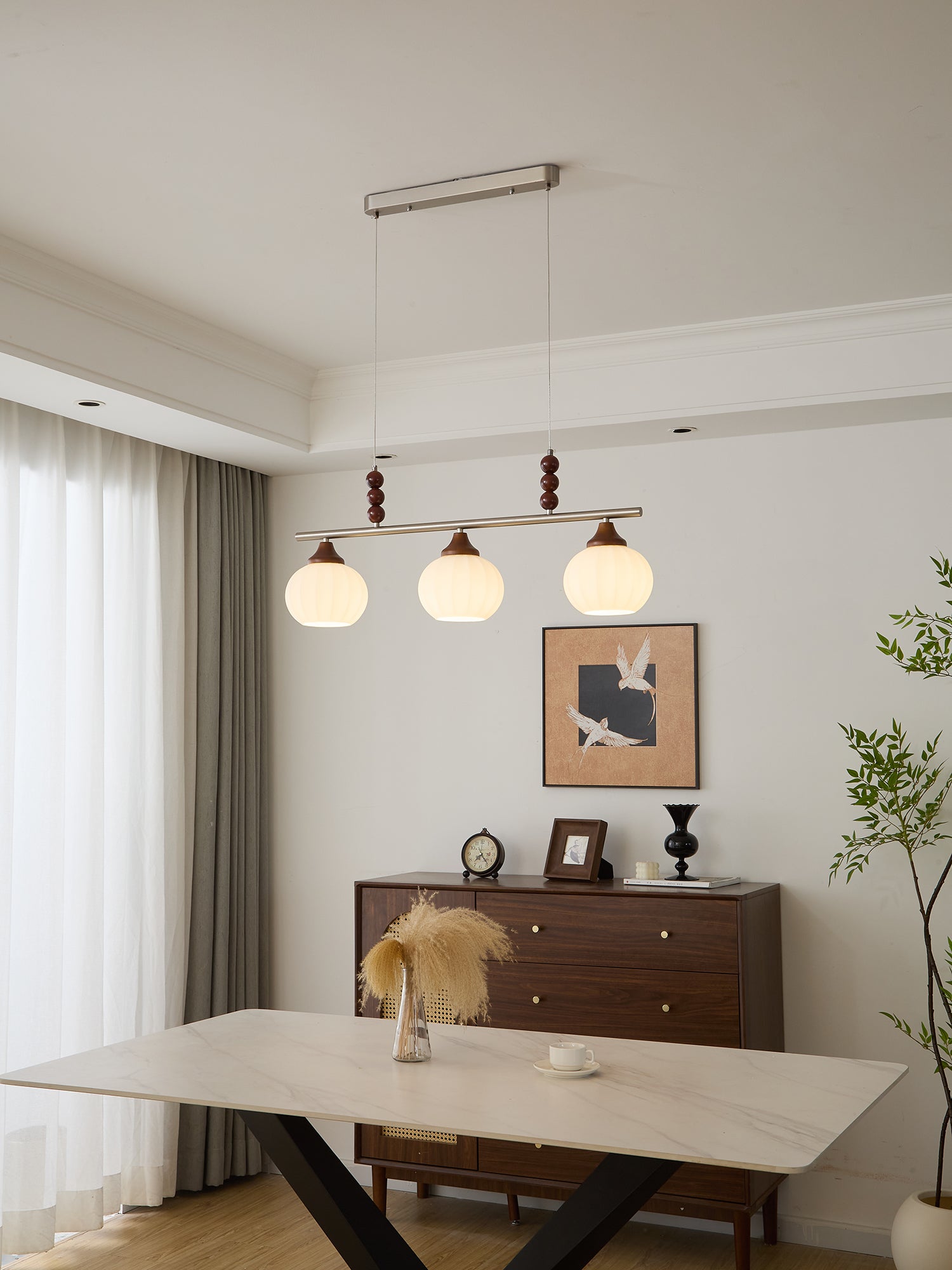 Lunalux Modern Pendant Light - Sleek Hanging Lamp for Kitchen Island, Dining Room & Bedroom - Adjustable LED Ceiling Fixture with Dimmable Warm White Light