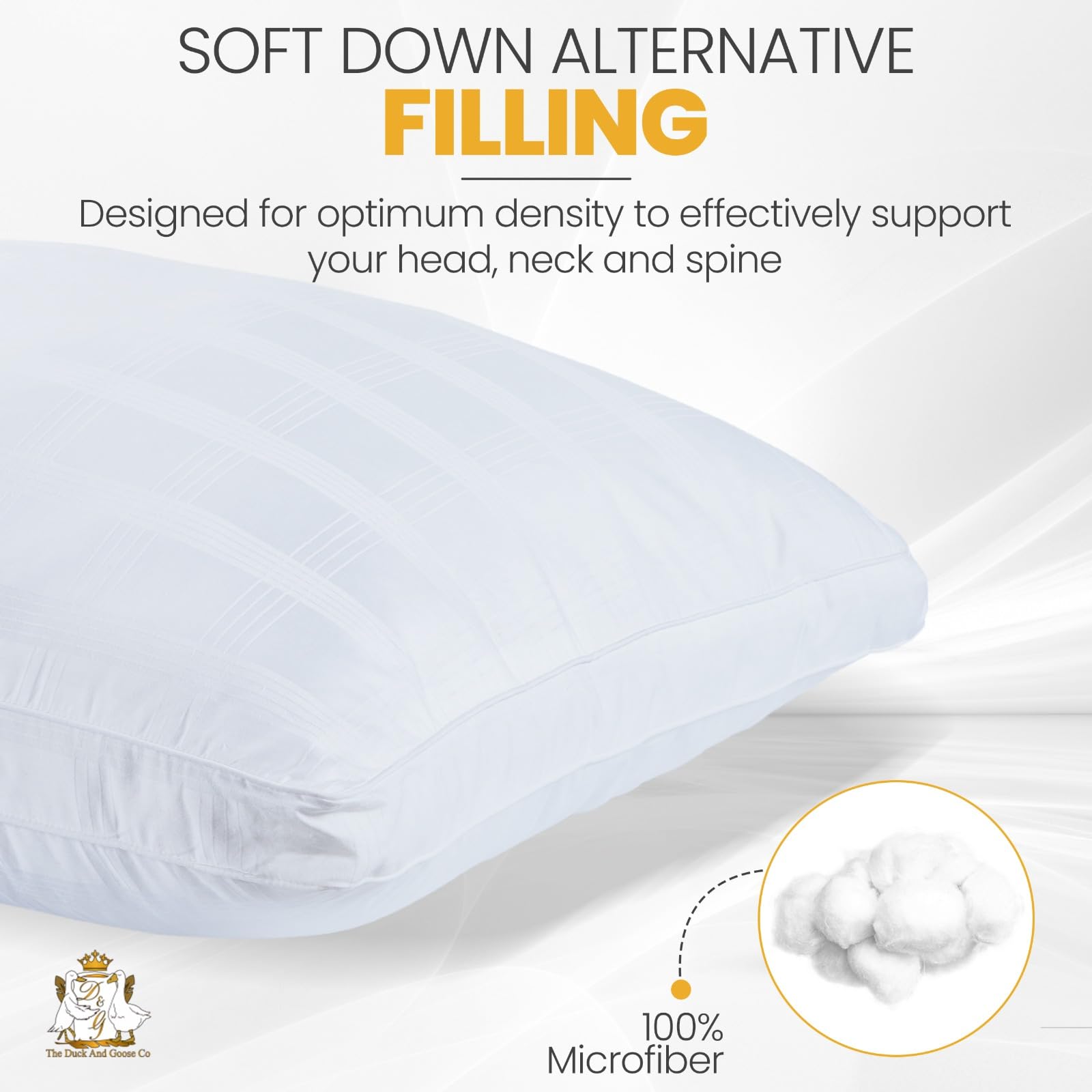 Cooling Plush Down Alternative Pillows - Set of 2 for Back, Stomach & Side Sleepers | Hotel Quality Bedding