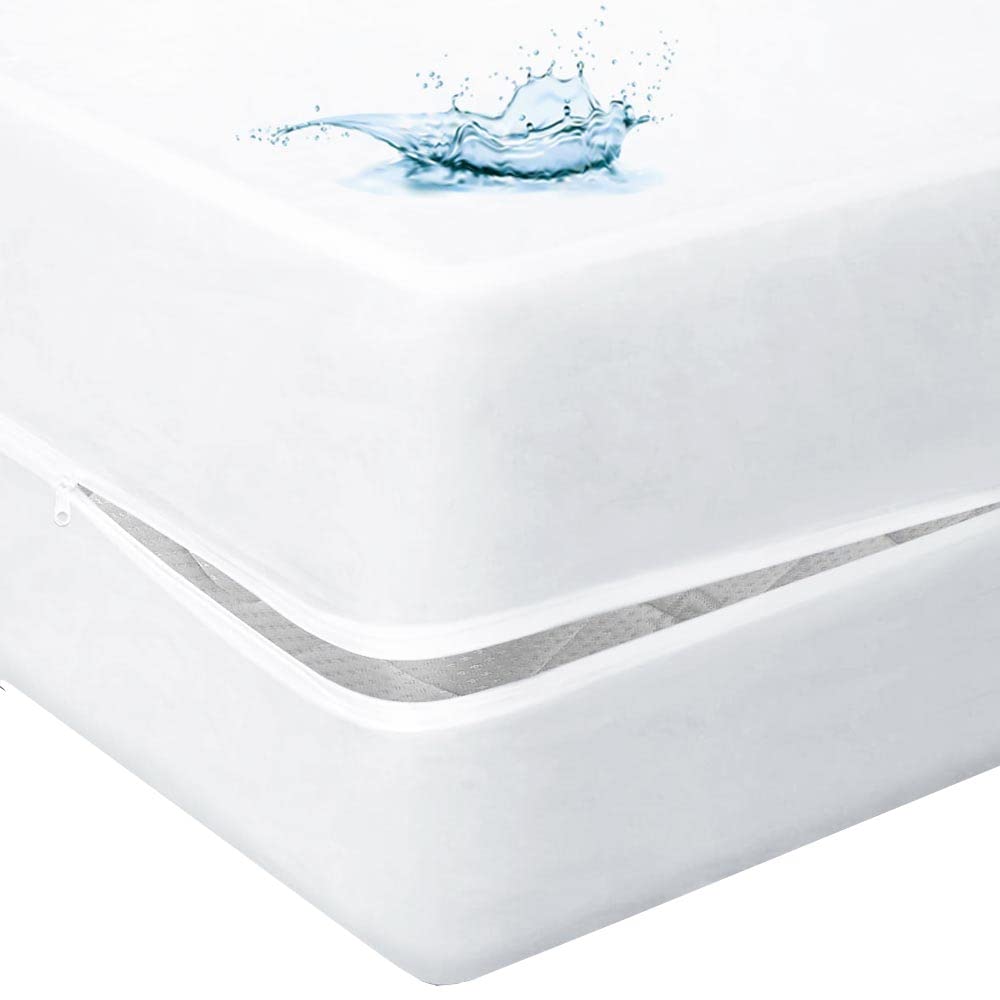 Premium Queen Size Waterproof Mattress Protector - Breathable Zipper Cover, Hypoallergenic & Dust Mite Proof - Ideal for Allergy Sufferers, Kids' Beds & Guest Rooms (White)