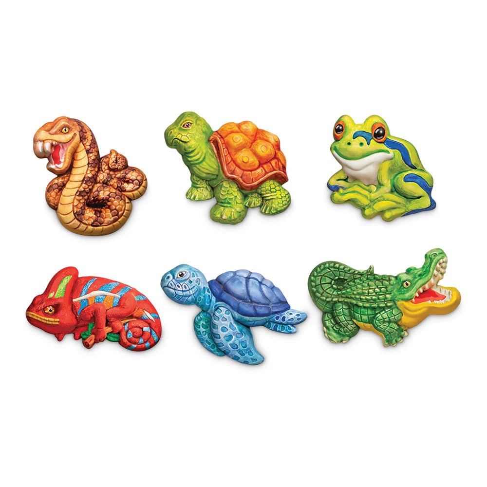 4M Mould and Paint Reptiles and Amphibians Kit - DIY Science Craft Set for Kids - Educational Dinosaur Fossil Making Toy - Perfect for Birthday Gifts & STEM Learning Activities
