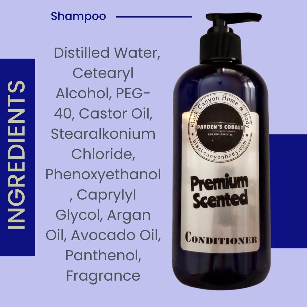 Payden's Cobalt Santa's Pipe Scented Argan Oil Shampoo and Conditioner Set for Men - 16 Oz, Sulfate-Free Hair Care for Dry & Damaged Hair - Perfect for Gifts, Holidays & Daily Hair Nourishment