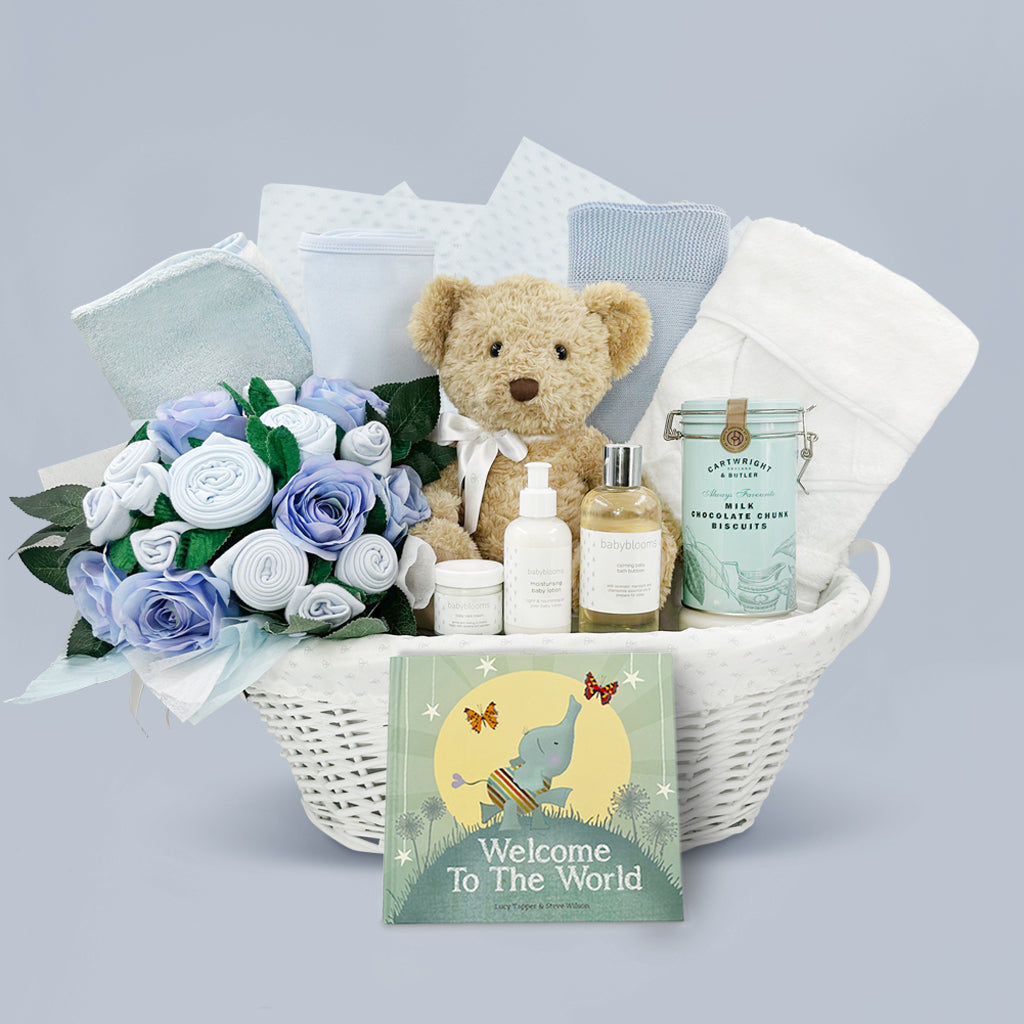 Premium Blue Welcome to the World Baby Gift Hamper - Perfect for Newborns, Baby Showers & Hospital Visits