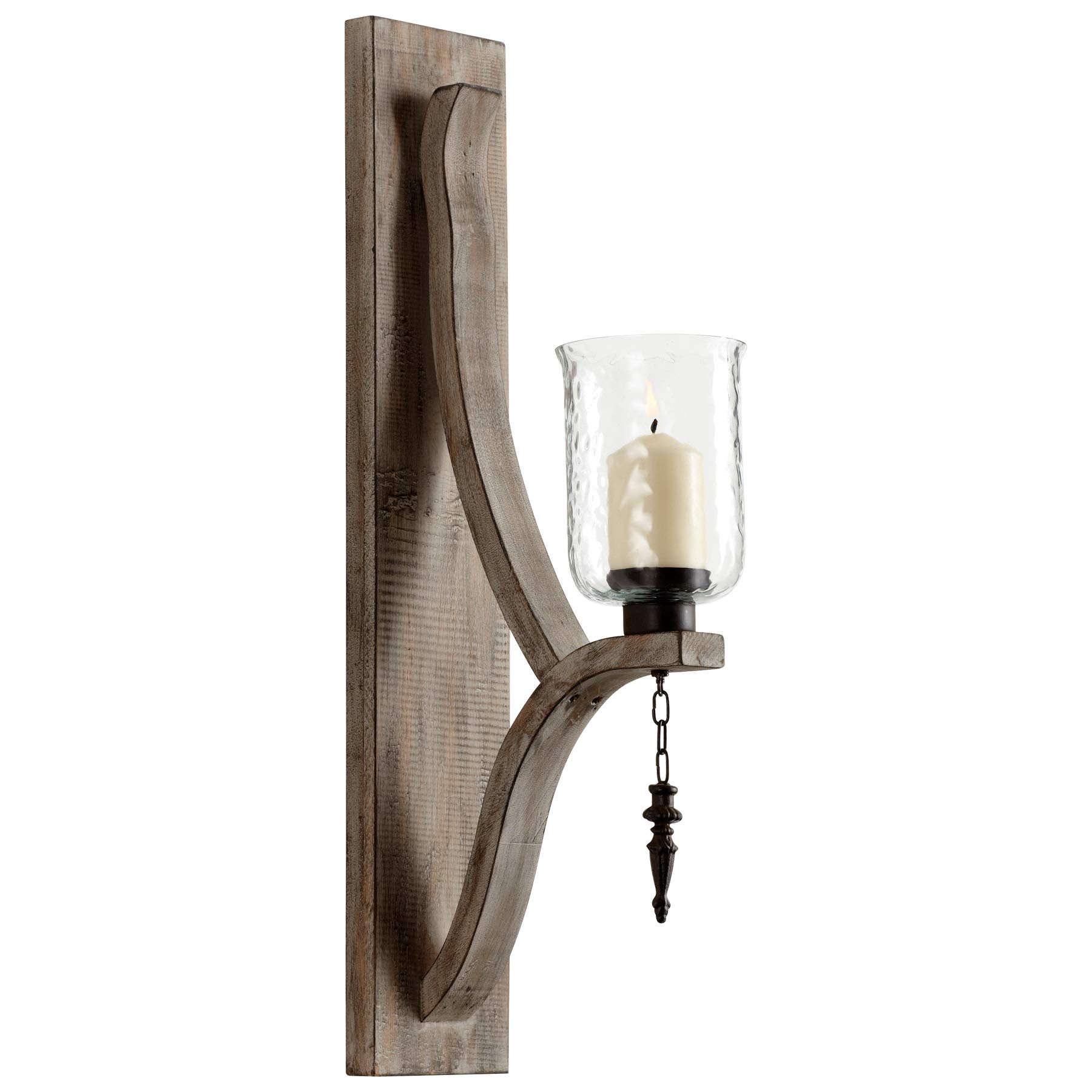 Cyan Design Giorno Wall Candle Holder - Iron, Glass & Wood Wall Mounted Candle Sconce for Home Decor, Bedroom, Living Room & Dining Room Lighting