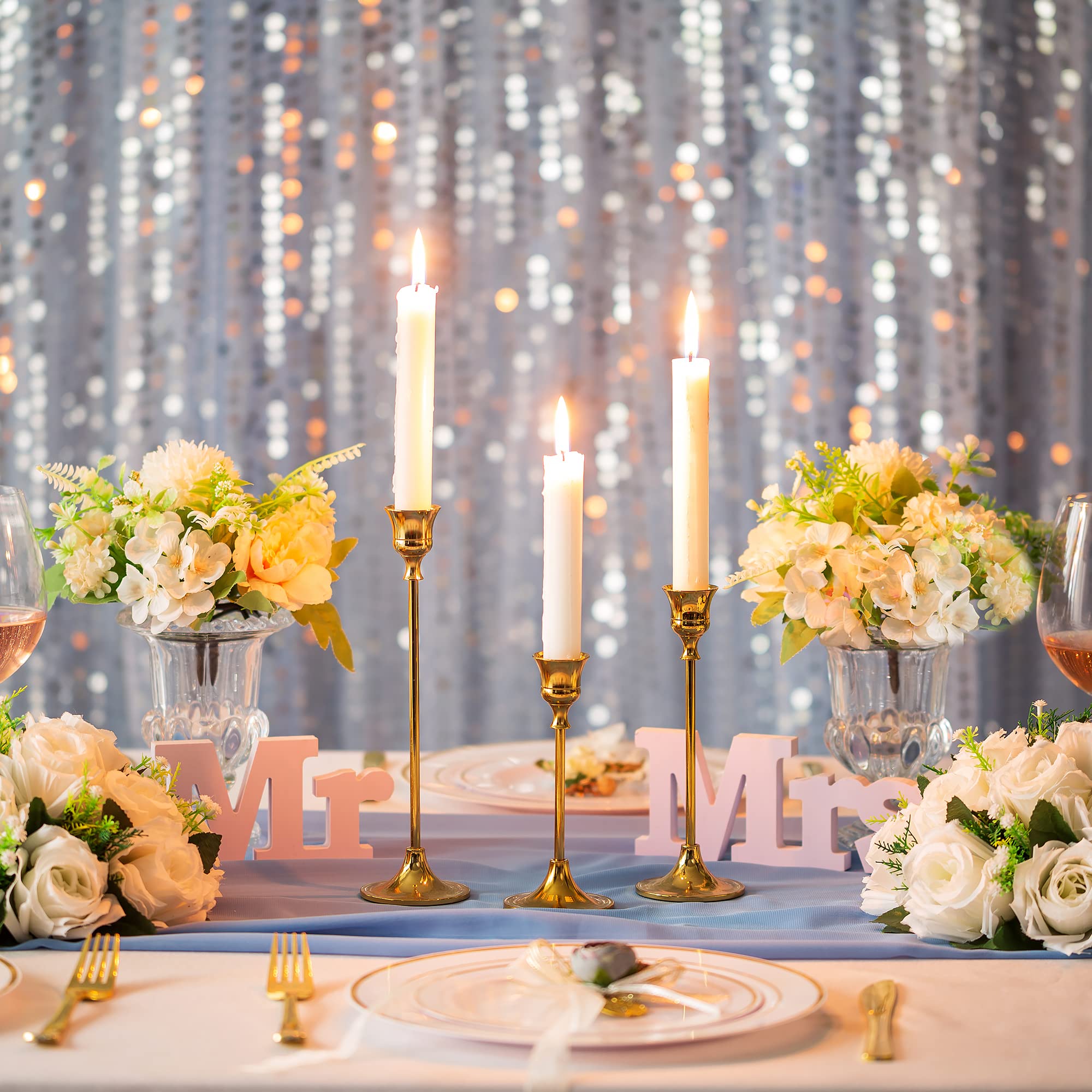 30-Piece Gold Taper Candle Holders Set - Elegant Metal Candlestick Holders for 3/4 Inch Thick Candles - Perfect for Wedding Centerpieces, Home Decor, Dining Table & Party Decorations (Use for Romantic Dinners, Holiday Decor, Church Ceremonies)