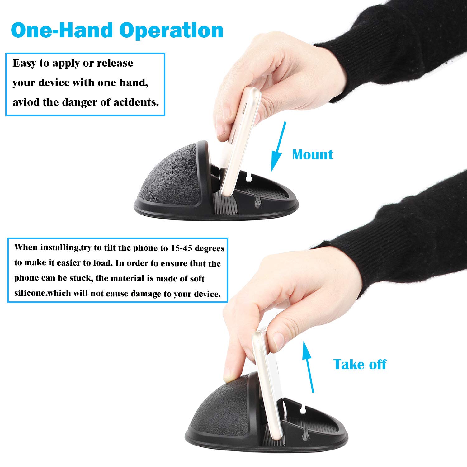 Car Phone Holder for Dashboard - Anti-Slip Silicone Phone Mount Stand Compatible with iPhone, Samsung & Android Smartphones | Perfect for Road Trips, Commuting & GPS Navigation