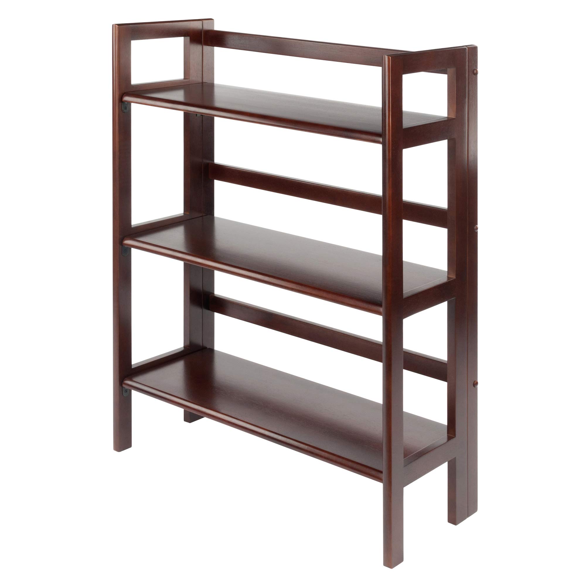 Winsome Wood Terry 3-Tier Walnut Shelving Unit - Stylish Storage for Living Room, Bedroom, or Office Organization