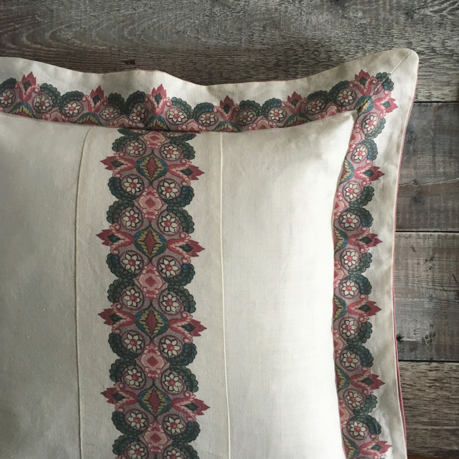 Balazuc Morocco Marchprint Linen Tablecloth - Ivory 100% Linen Dining Table Cover - Perfect for Farmhouse, Rustic, and Boho Home Decor