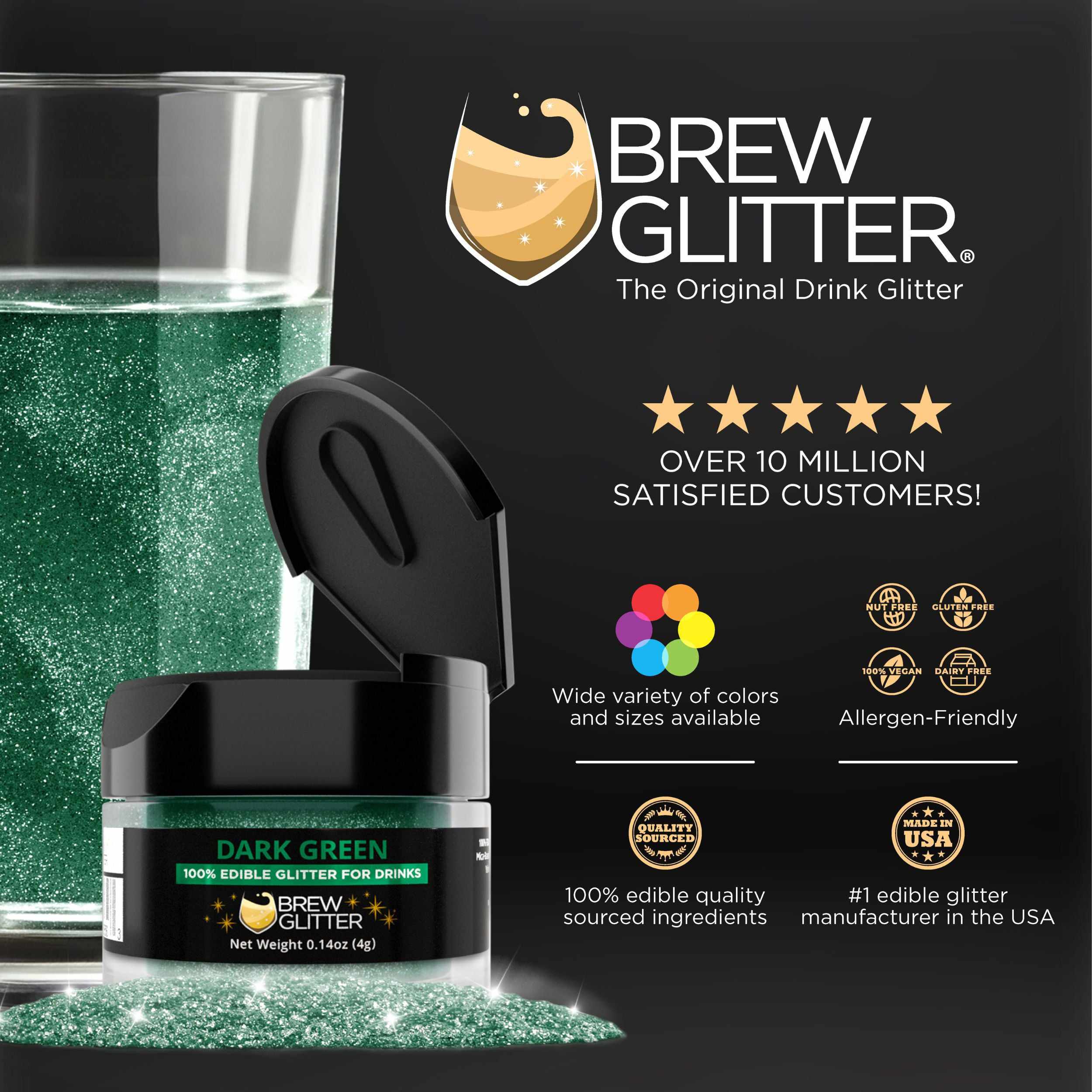 Dark Green Brew Glitter® Spray Pump - Bulk Wholesale for DIY Crafts, Party Decor & Nail Art - Perfect for Festive Events & Creative Projects