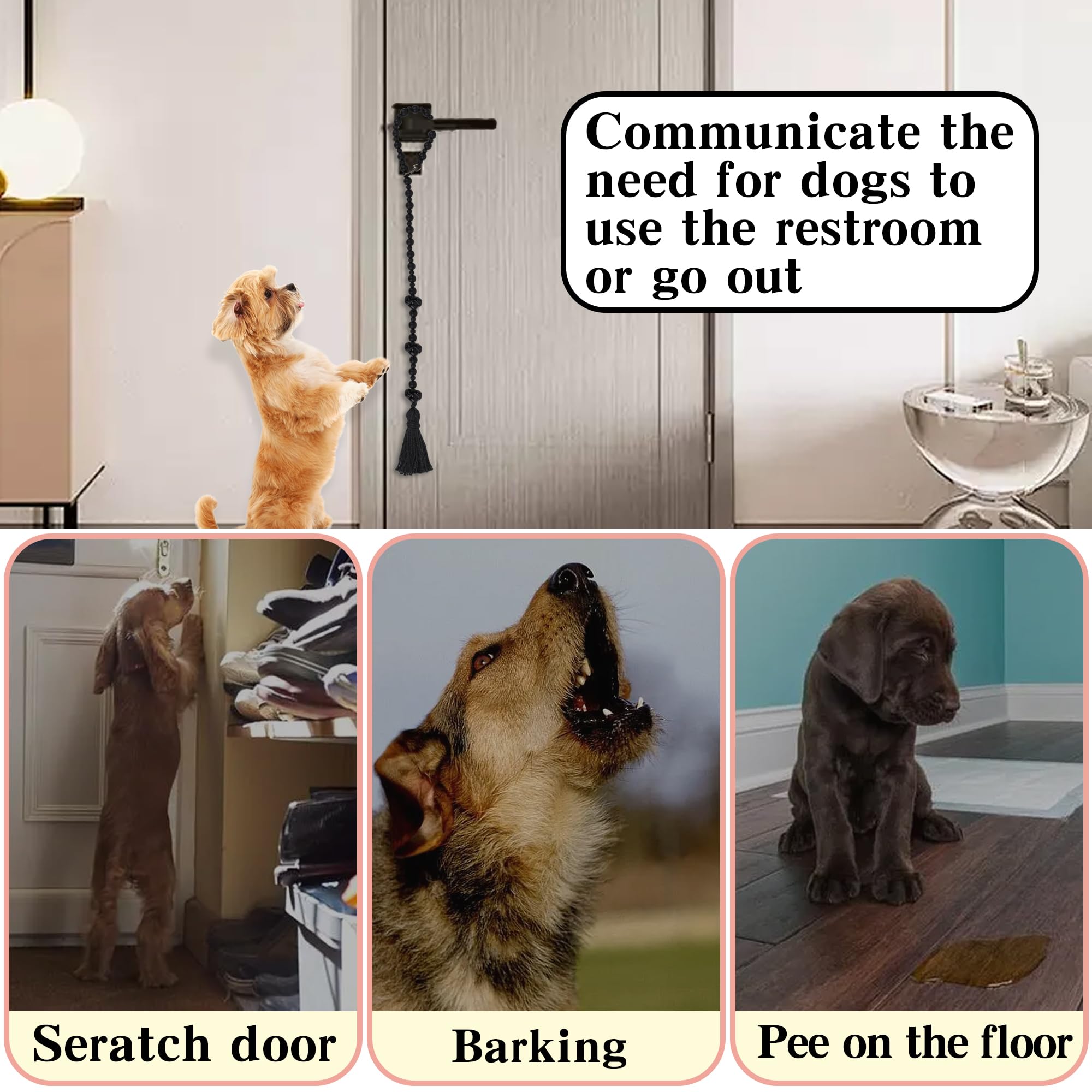 **Meplait Adjustable Dog Doorbell for Potty Training - 9 Bells Hanging Bell for Small, Medium & Large Dogs - Easy to Install, Durable & Pet-Friendly (Black) - Perfect for Indoor/Outdoor Use & Housebreaking Puppies**