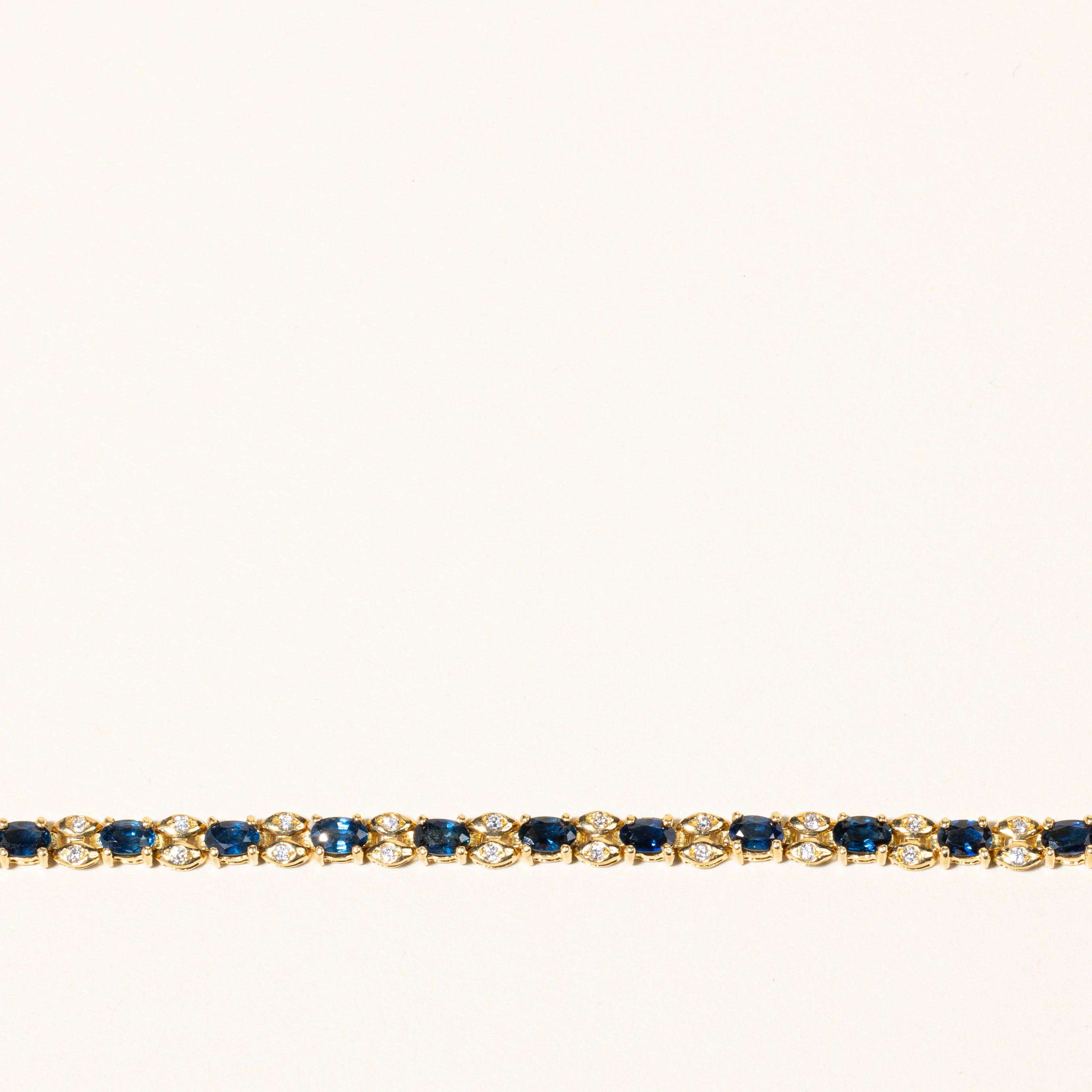 18K Yellow Gold Sapphire and Diamond Tennis Bracelet - 4.84ctw Sapphire & 0.55ctw Diamond | 6.75 Inches | Elegant Jewelry Gift for Women, Anniversary, Wedding, Party & Special Occasions