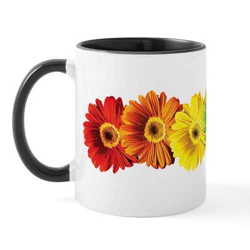 White/Black Inside - Rainbow Daisies Mug