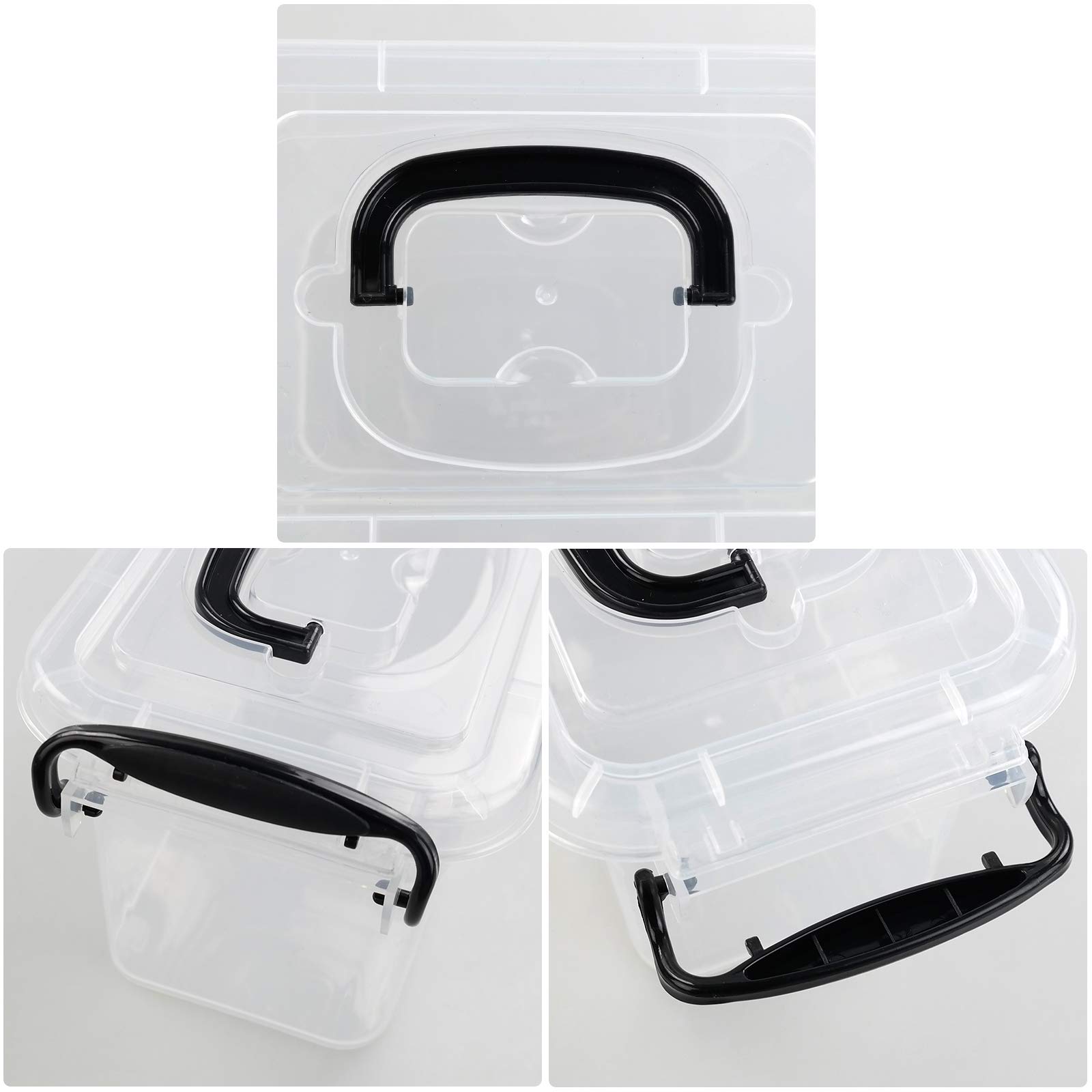 Idotry 6-Pack 1.5L Clear Mini Plastic Storage Latch Boxes - Small Organizer Containers for Crafts, Beads, Office Supplies & Home Organization