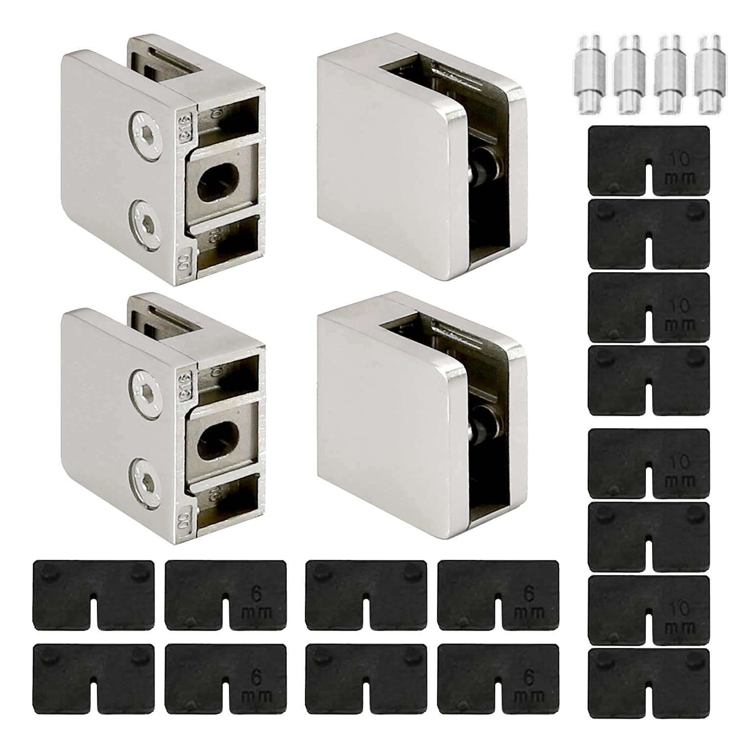 45x45mm Stainless Steel Square Glass Clamp - 1/4