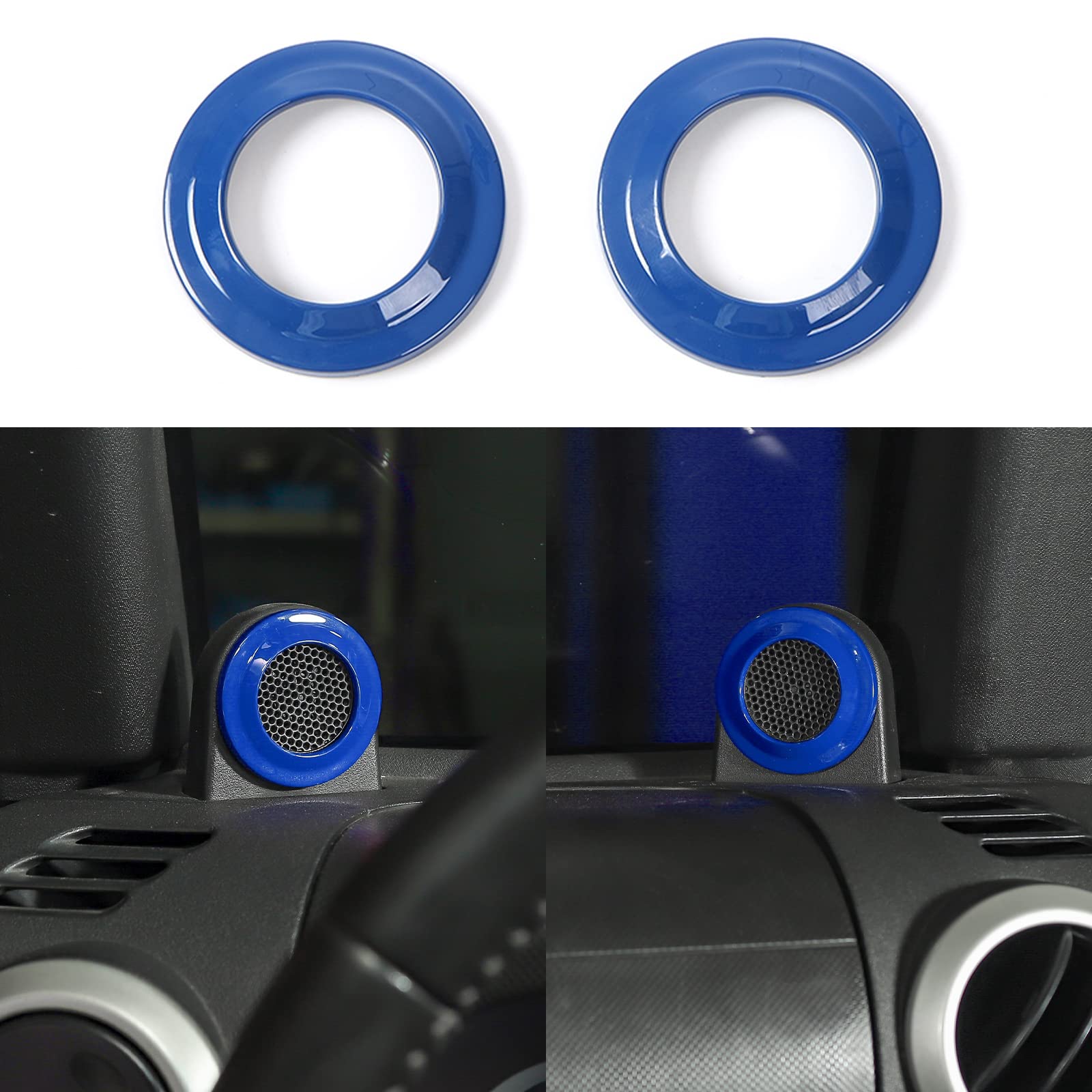 RT-TCZ A Pillar Speaker Trim Cover - Interior Decoration Accessories for 2007-2014 Jeep Wrangler JK & JKU (Blue) | Upgrade Your Ride's Style & Sound System | Perfect for Off-Road Adventures & Custom Car Shows