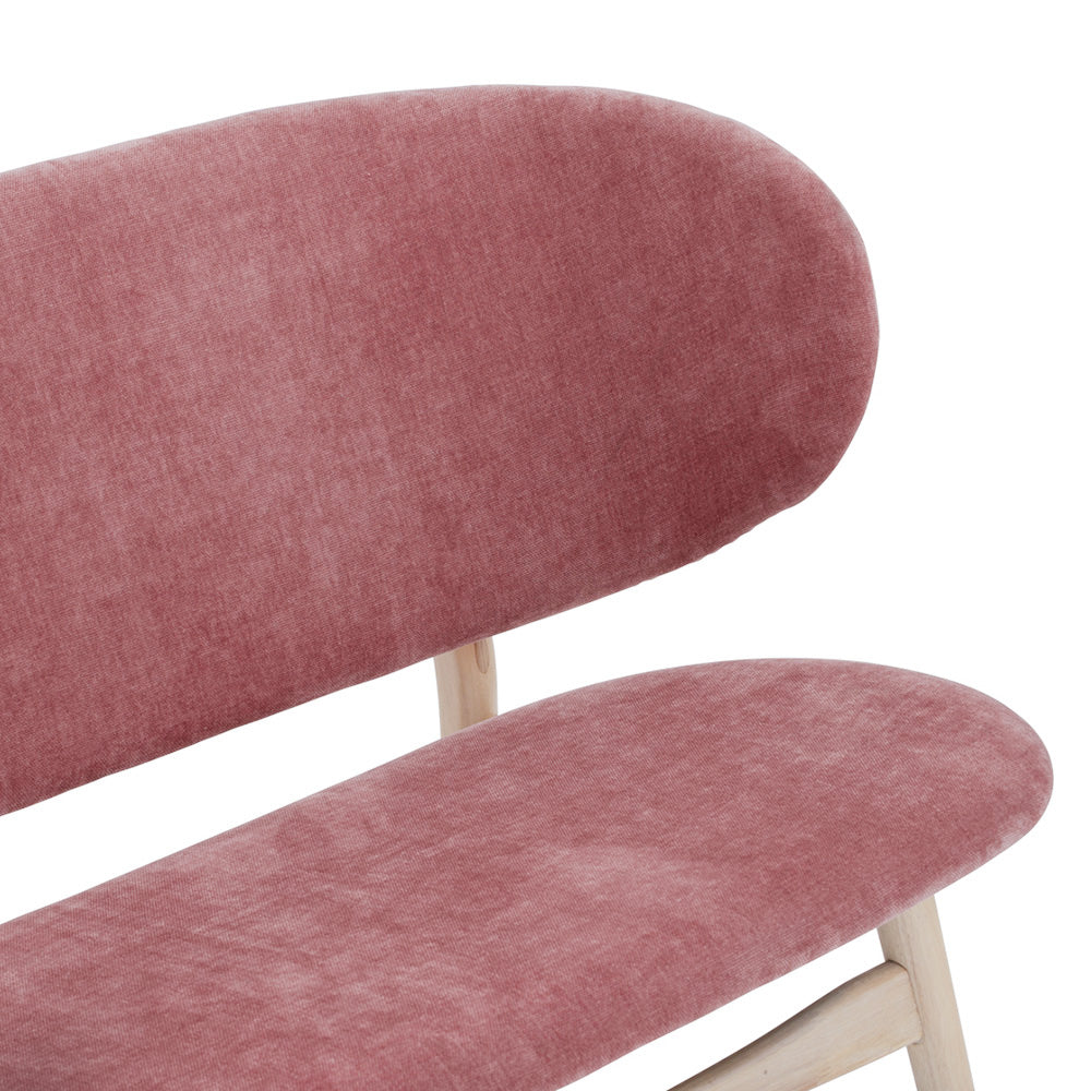 POLARA 2 Seater Lounge Chair - Modern Oak Wood Frame with Salmon Fabric - Perfect for Living Room, Patio or Office Relaxation