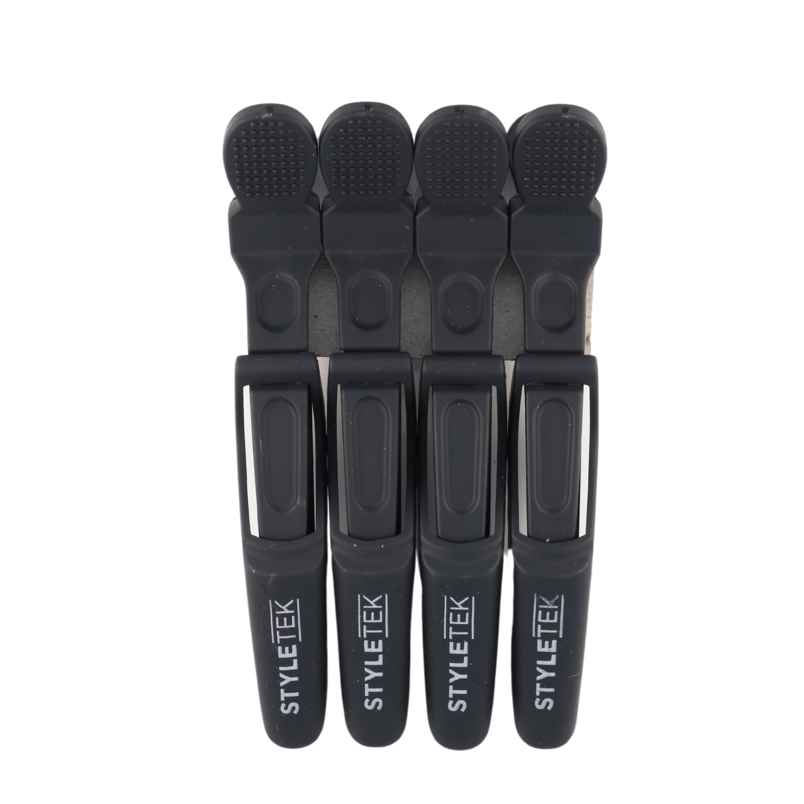 Styletek Perfect Grip Alligator Clips - Black Rubberized Non-Slip Hair Clips (4 Pack) for Hair Styling, Salon Use, DIY Crafts & Home Organization