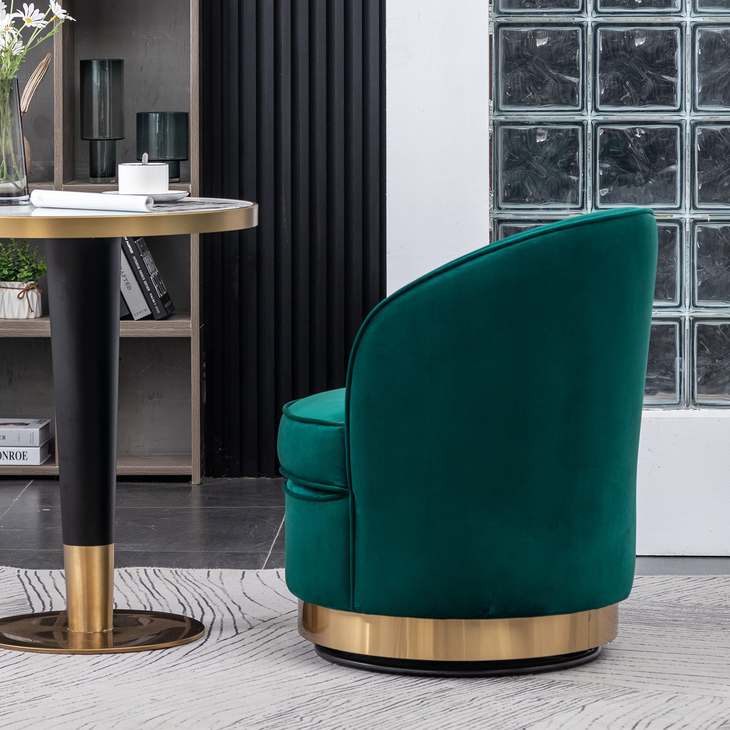 Roundhill Furniture Wania Accent Table with Chair - Modern Green Side Table for Living Room, Bedroom, or Office Decor