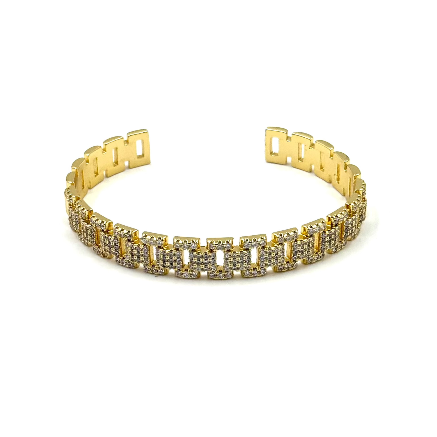 Luxury Ashley Gold Stainless Steel Rolex-Inspired CZ Bracelet for Women - Elegant Gold Plated Bangle for Parties, Weddings & Special Occasions