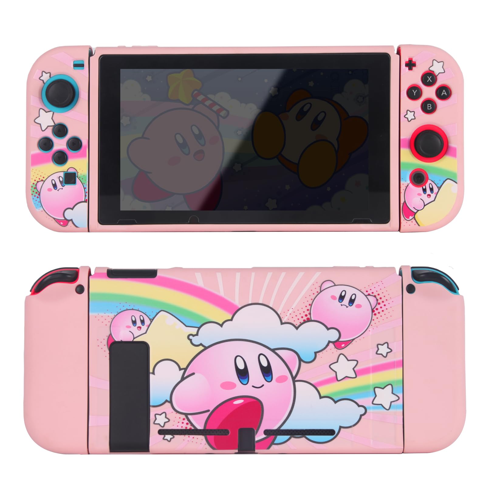 Premium Silicone Protective Case for Nintendo Switch - Soft Full Skin Cover with Cute Kirby Design, Shockproof & Slim Grip Case for Enhanced Gaming Comfort - Perfect for Travel, Home Play, and On-the-Go Protection