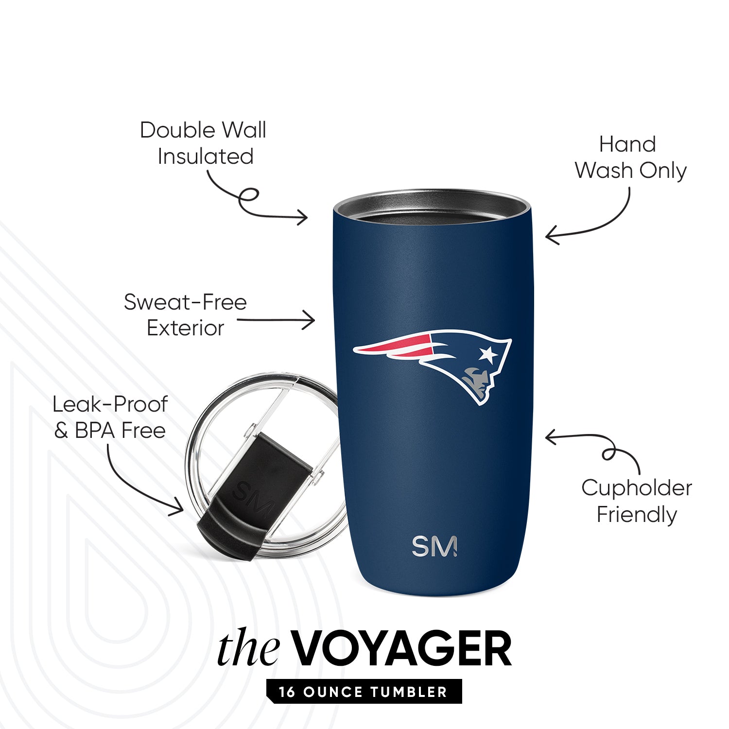 NFL Voyager Tumbler with Clear Flip Lid & Straw - 20oz Insulated Stainless Steel Water Bottle for Football Fans - Perfect for Game Day, Gym & Outdoor Activities