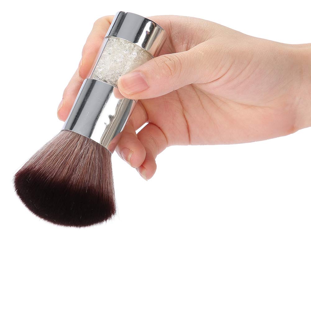 Professional Manicure Dust Removal Brush - Brown Bristles with Silver Handle for Nail Salon & Home Use | Multi-Functional Nail Art Cleaning Tool for Acrylic, Gel & Dip Powder Applications