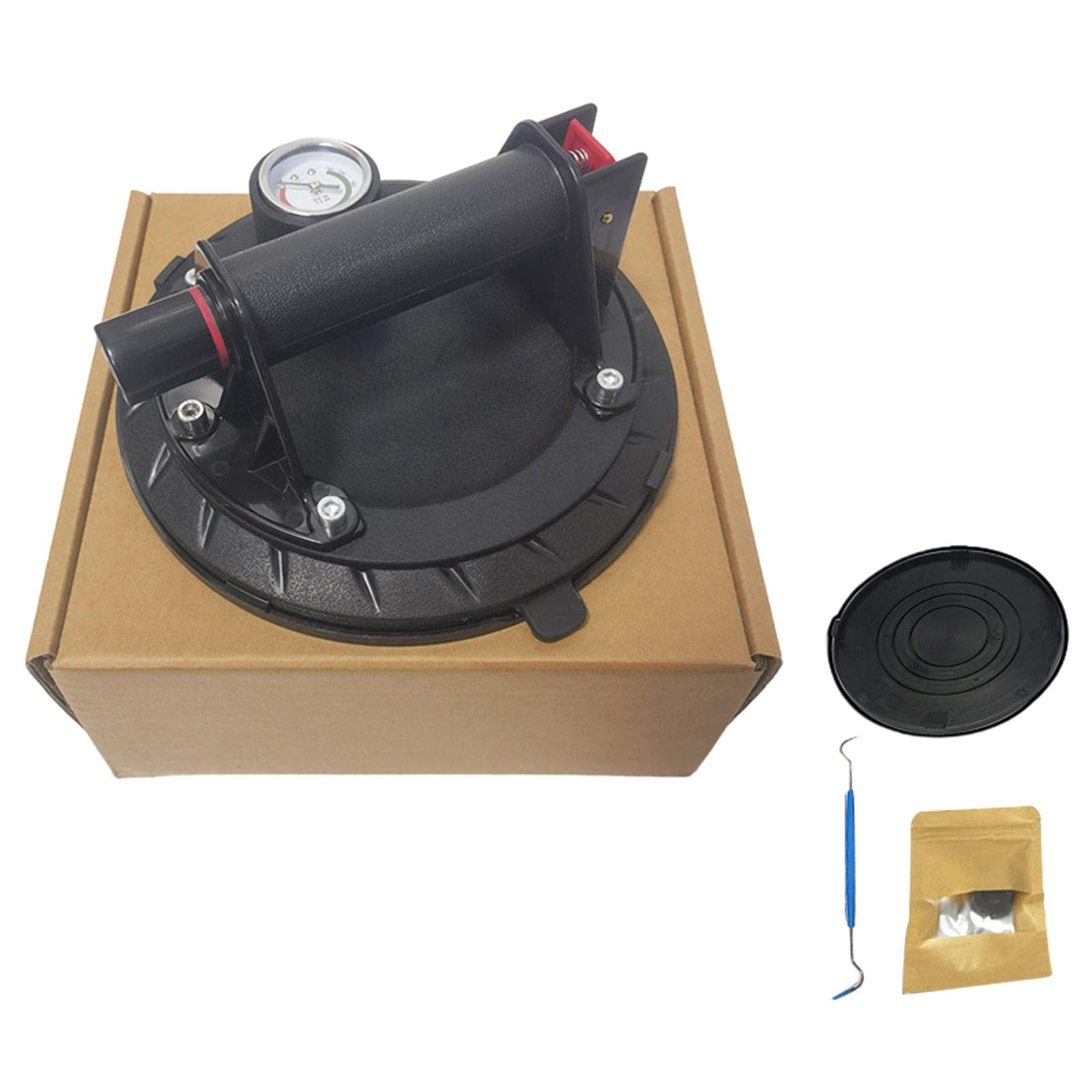 AMLESO Heavy Duty Vacuum Suction Cup Lifter - 110 lbs Capacity Rubber Lifting Tool with Ergonomic Handle for Tile, Glass, and Marble Installation - Perfect for Construction, Window Replacement, and DIY Home Improvement Projects